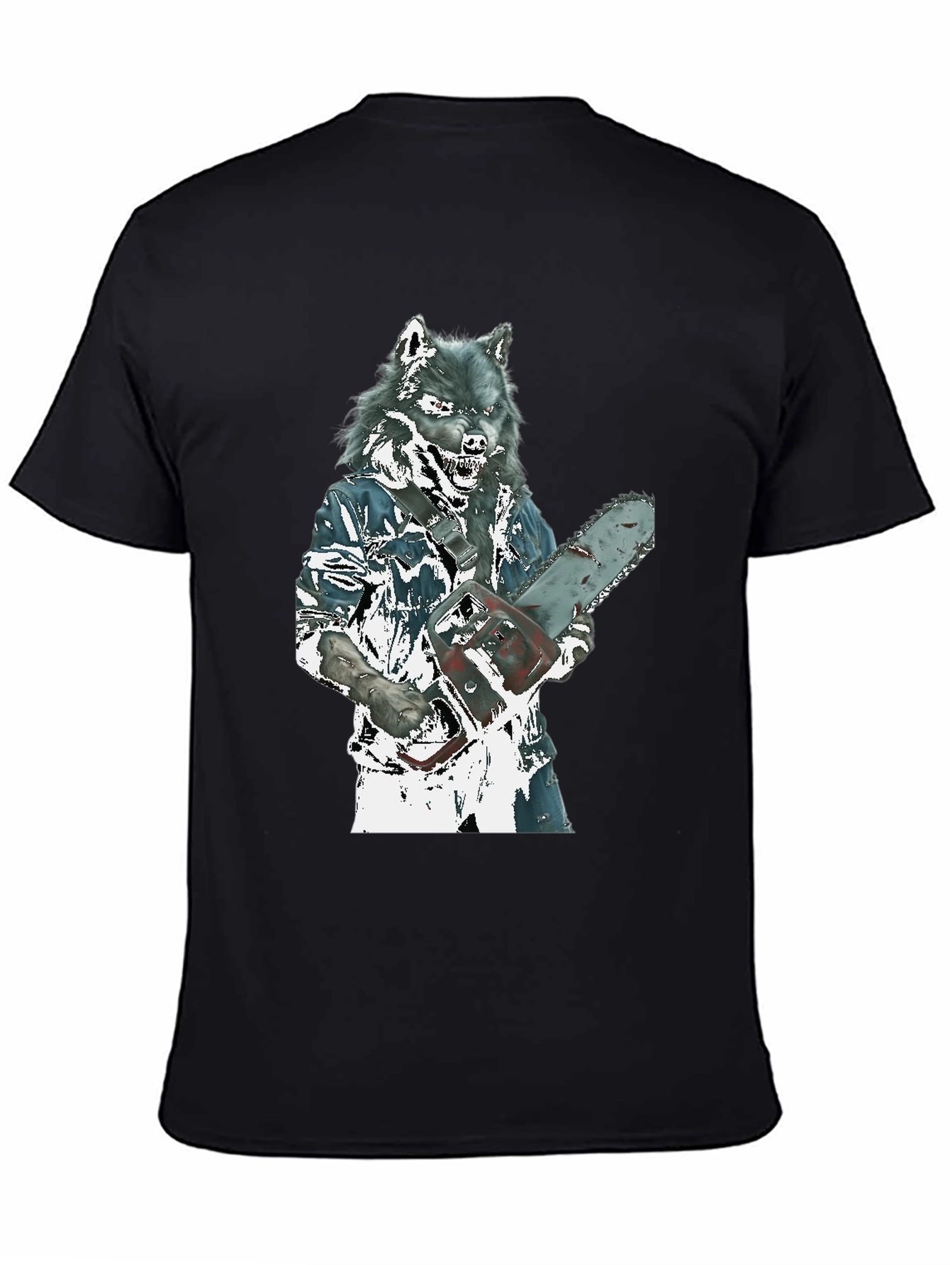 Wolfman Chainsaw T-Shirt - Horror Movie Style