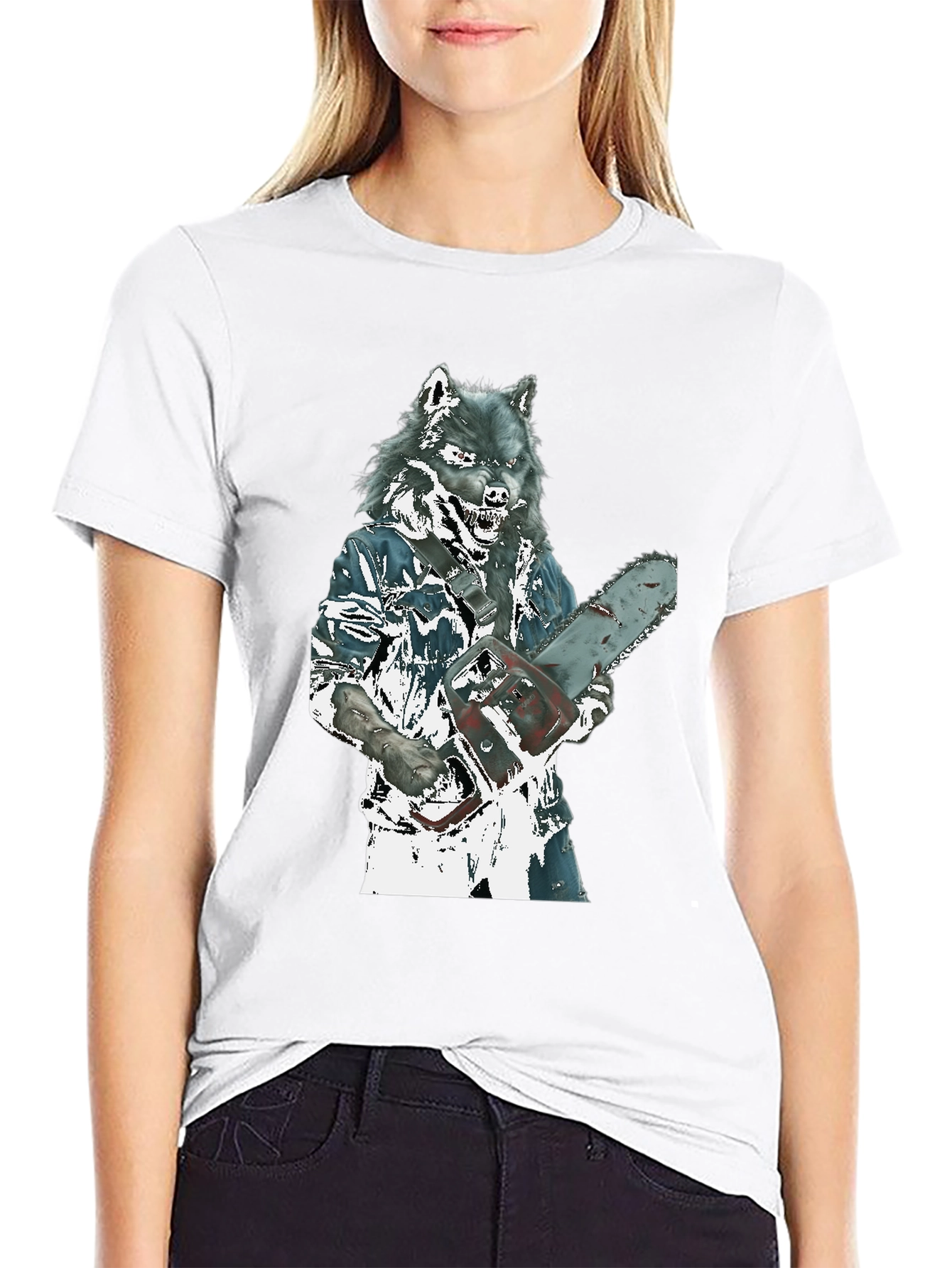 Wolfman Chainsaw T-Shirt - Horror Movie Style