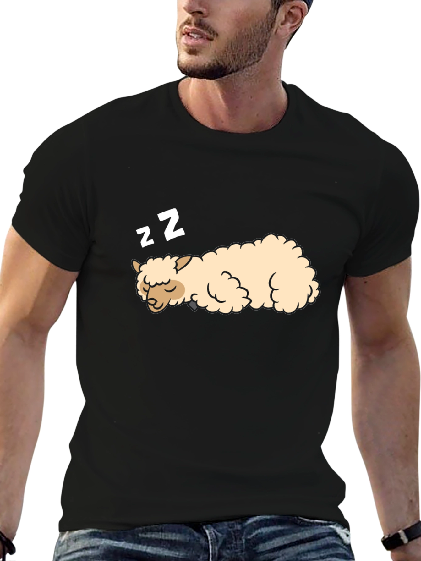 Sleeping Alpaca Black T-Shirt - Cute & Comfortable