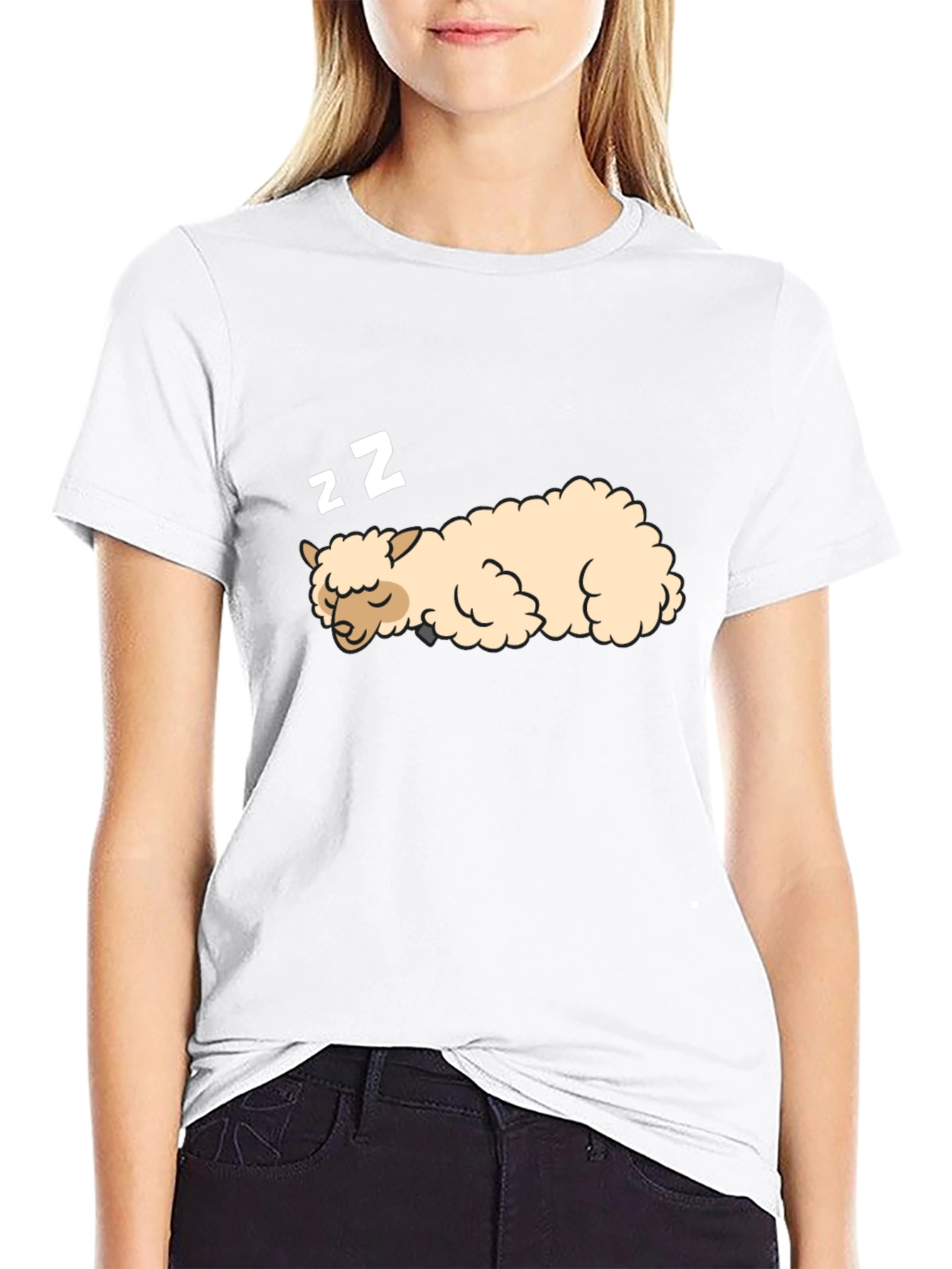 Sleeping Alpaca Black T-Shirt - Cute & Comfortable