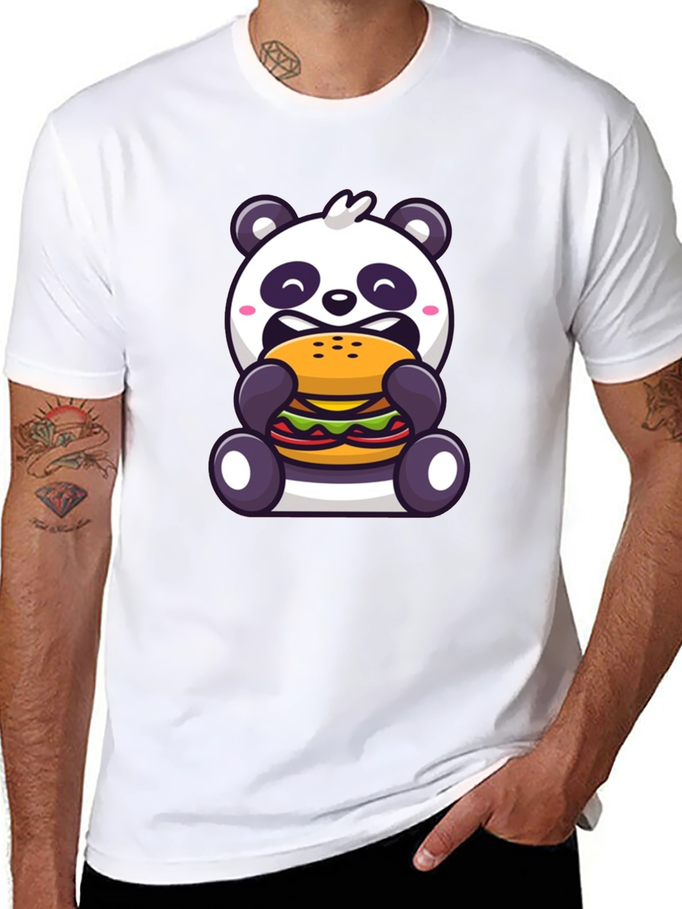 Panda Burger Graphic Tee - Cute Animal T-Shirt