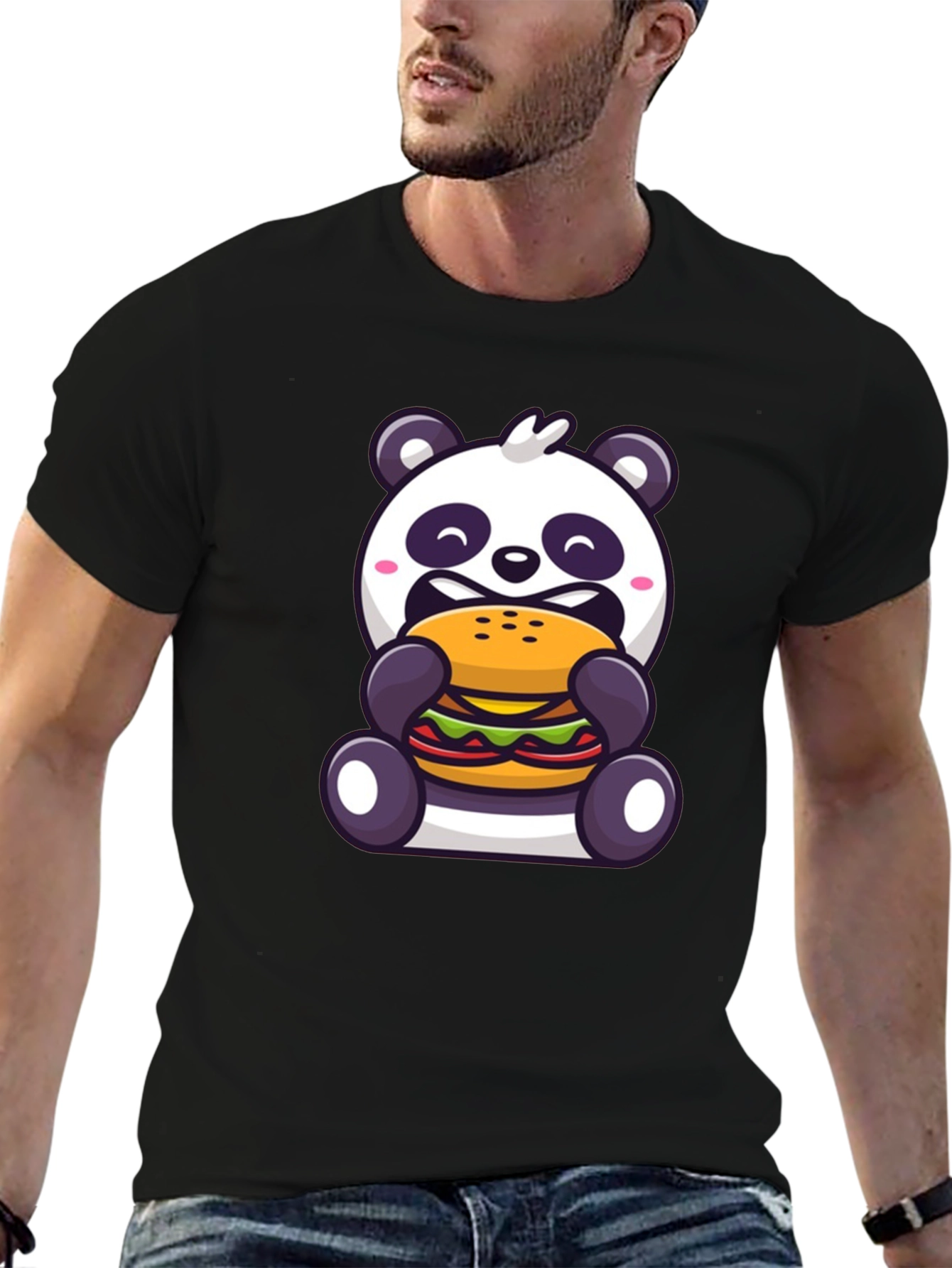 Panda Burger Graphic Tee - Cute Animal T-Shirt