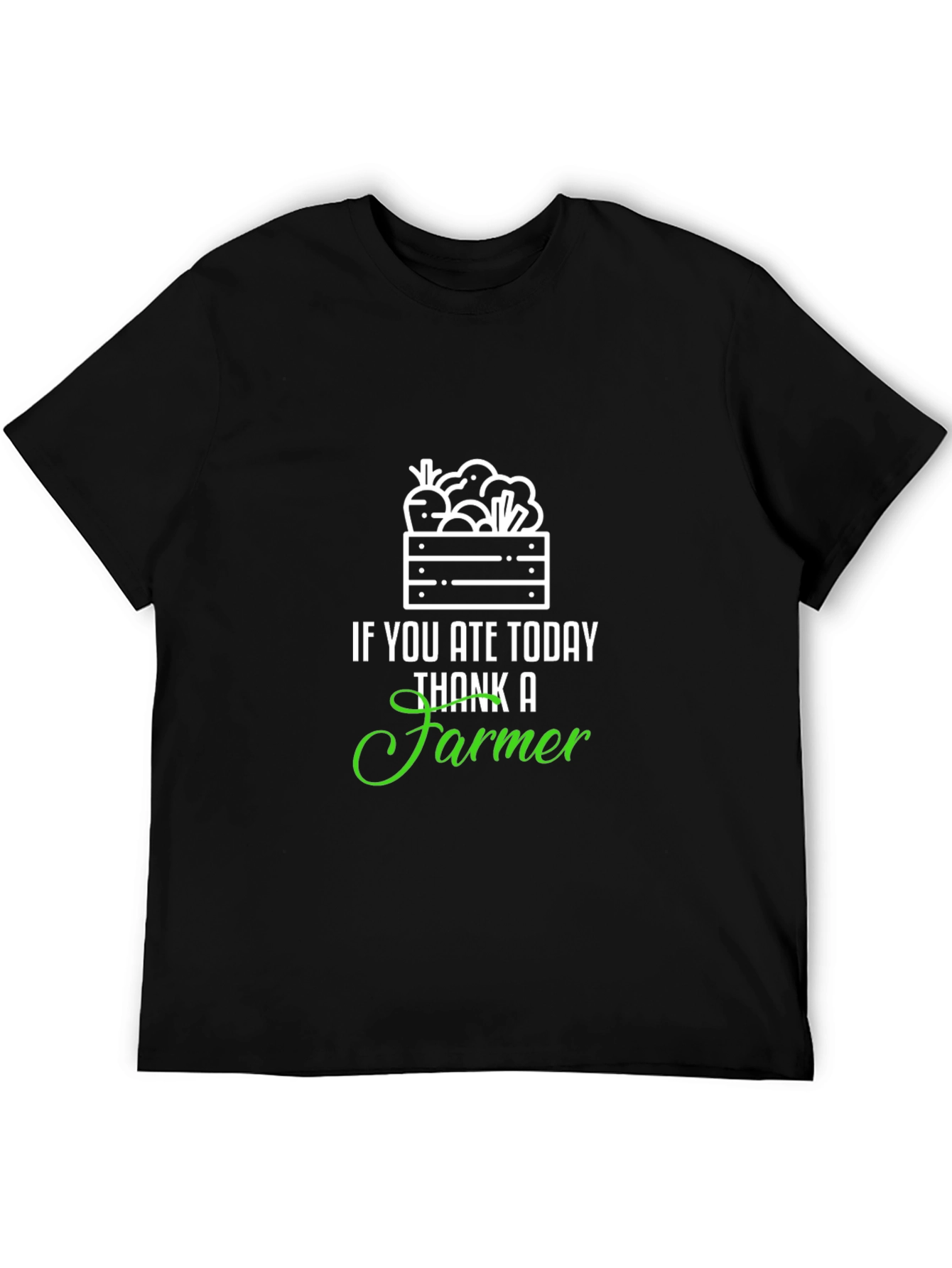 Thank a Farmer T-Shirt - Black Cotton Blend Tee