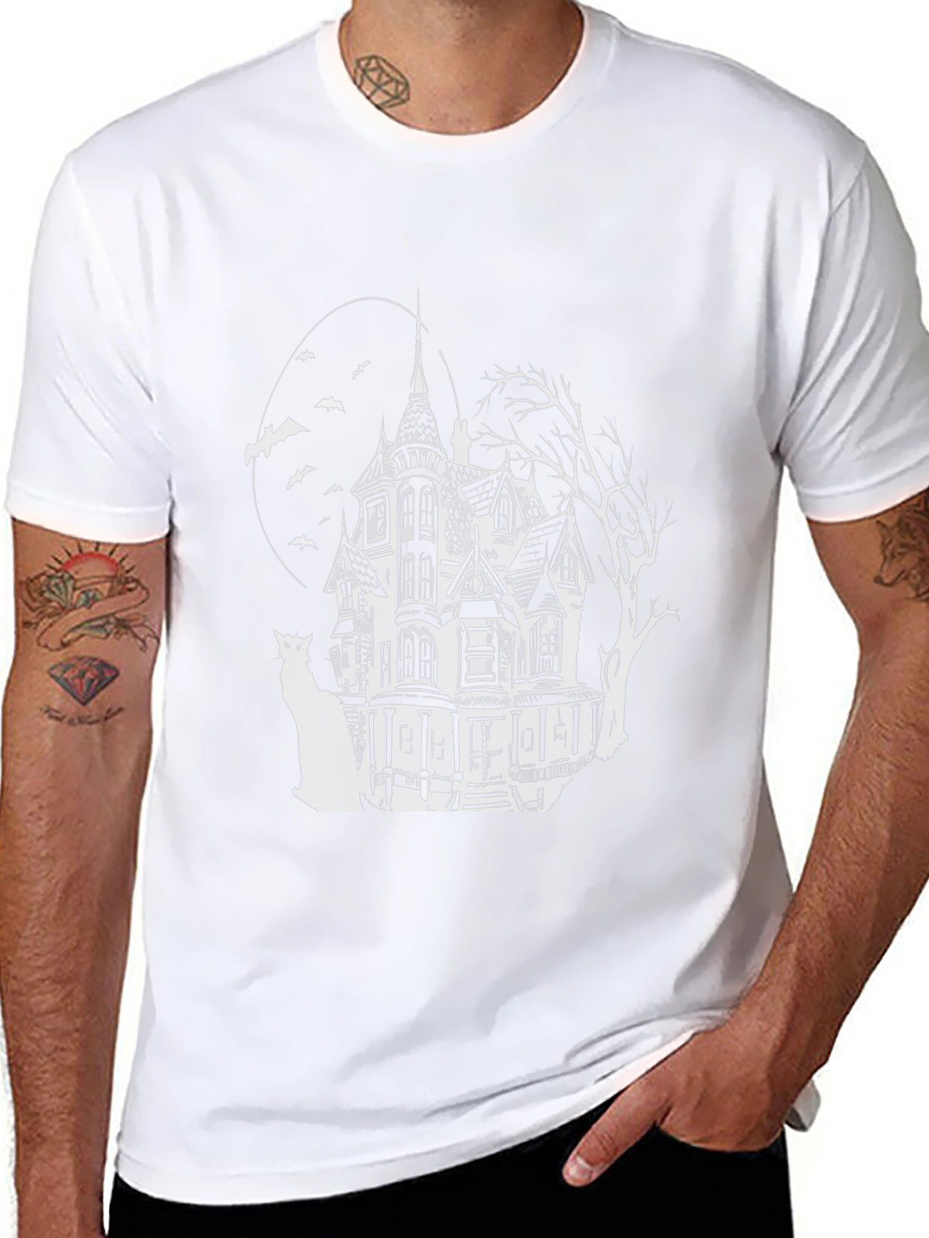 Haunted House Graphic Tee - Spooky Halloween Shirt