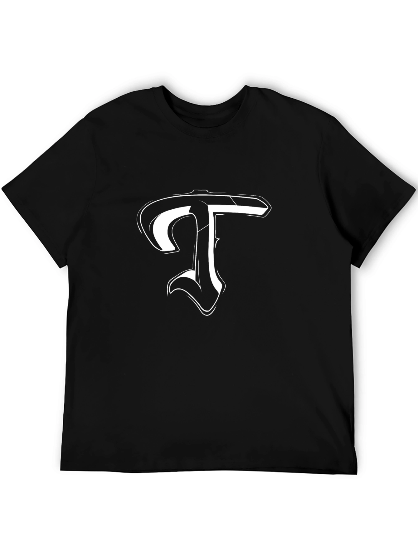 Black T-Shirt with White Letter T Design