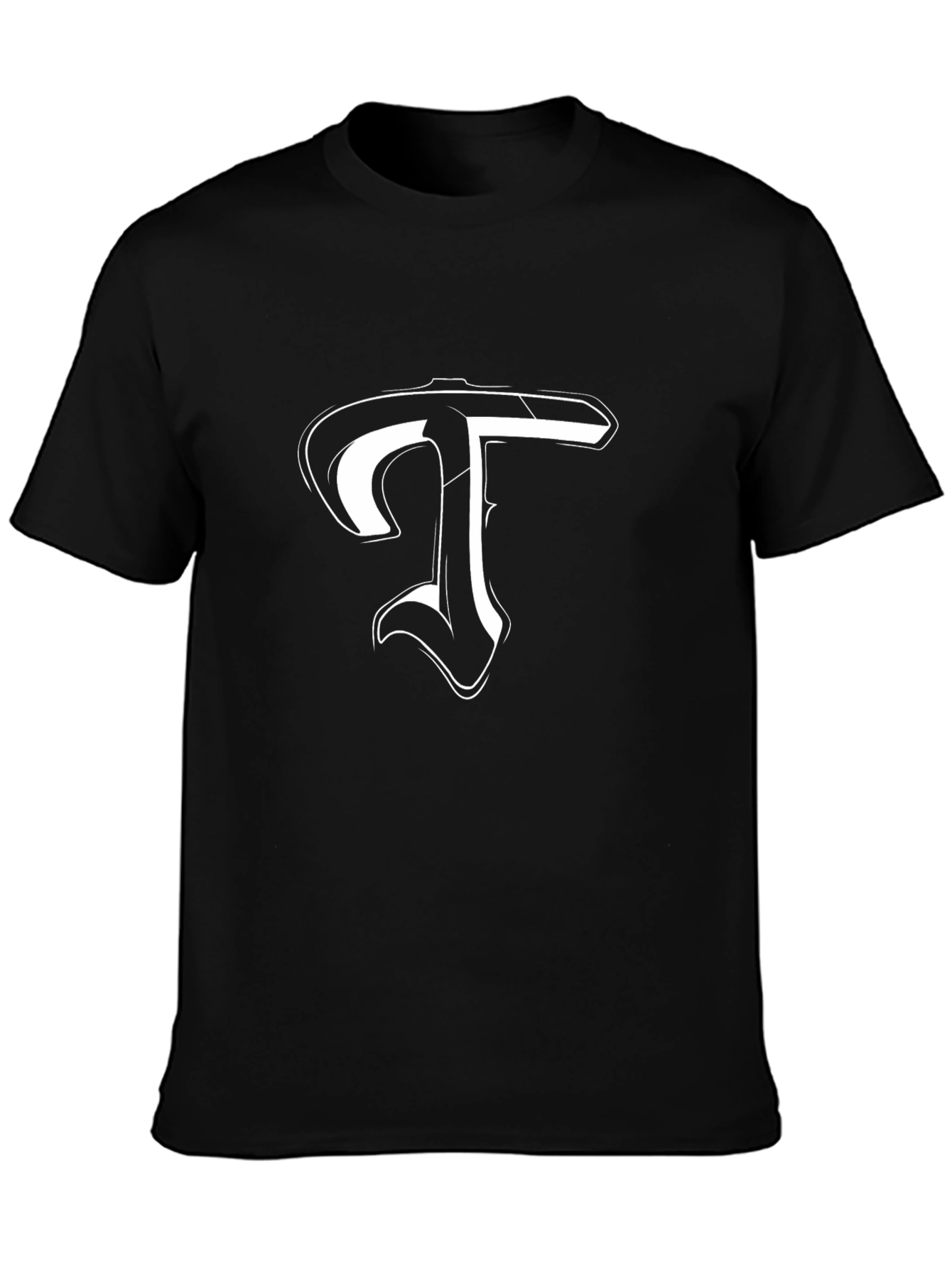 Black T-Shirt with White Letter T Design