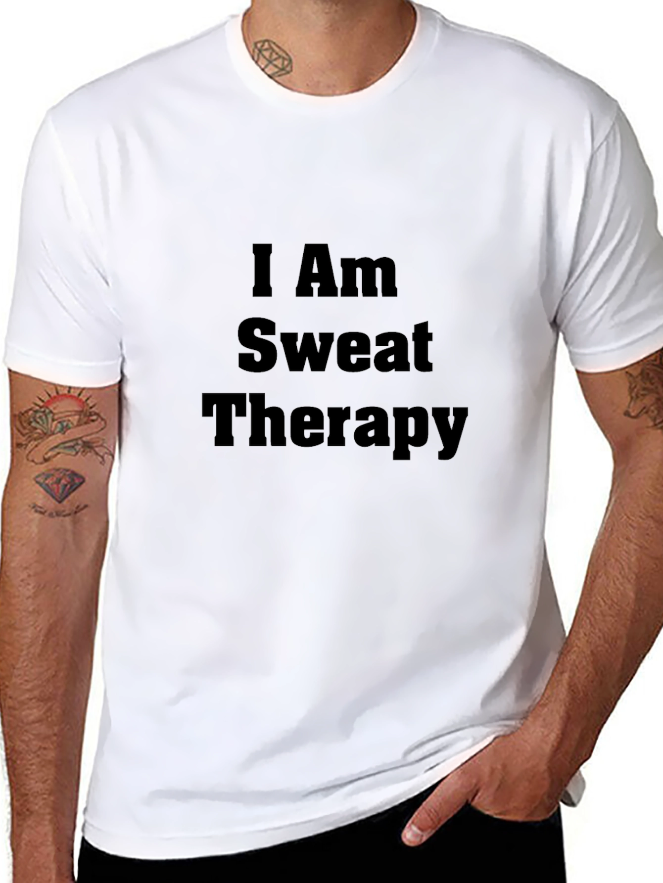I Am Sweat Therapy Black T-Shirt