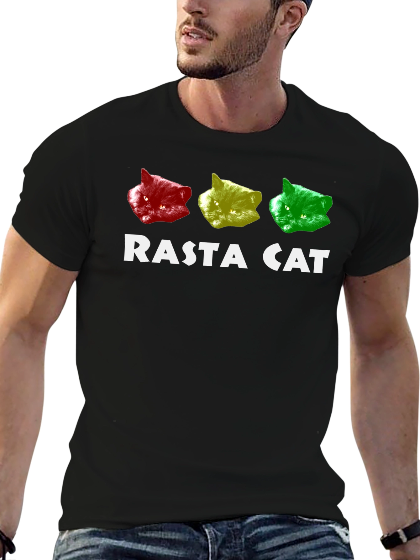 Rasta Cat Graphic Tee - Reggae Style T-Shirt