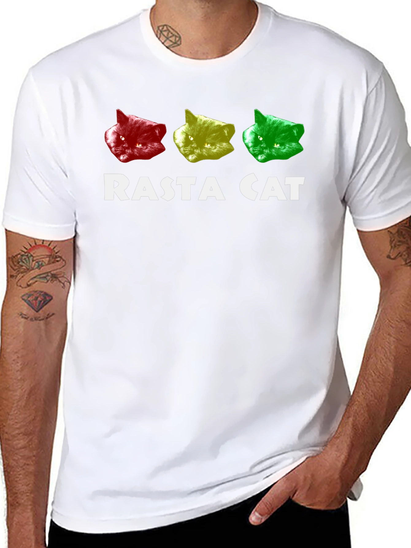 Rasta Cat Graphic Tee - Reggae Style T-Shirt