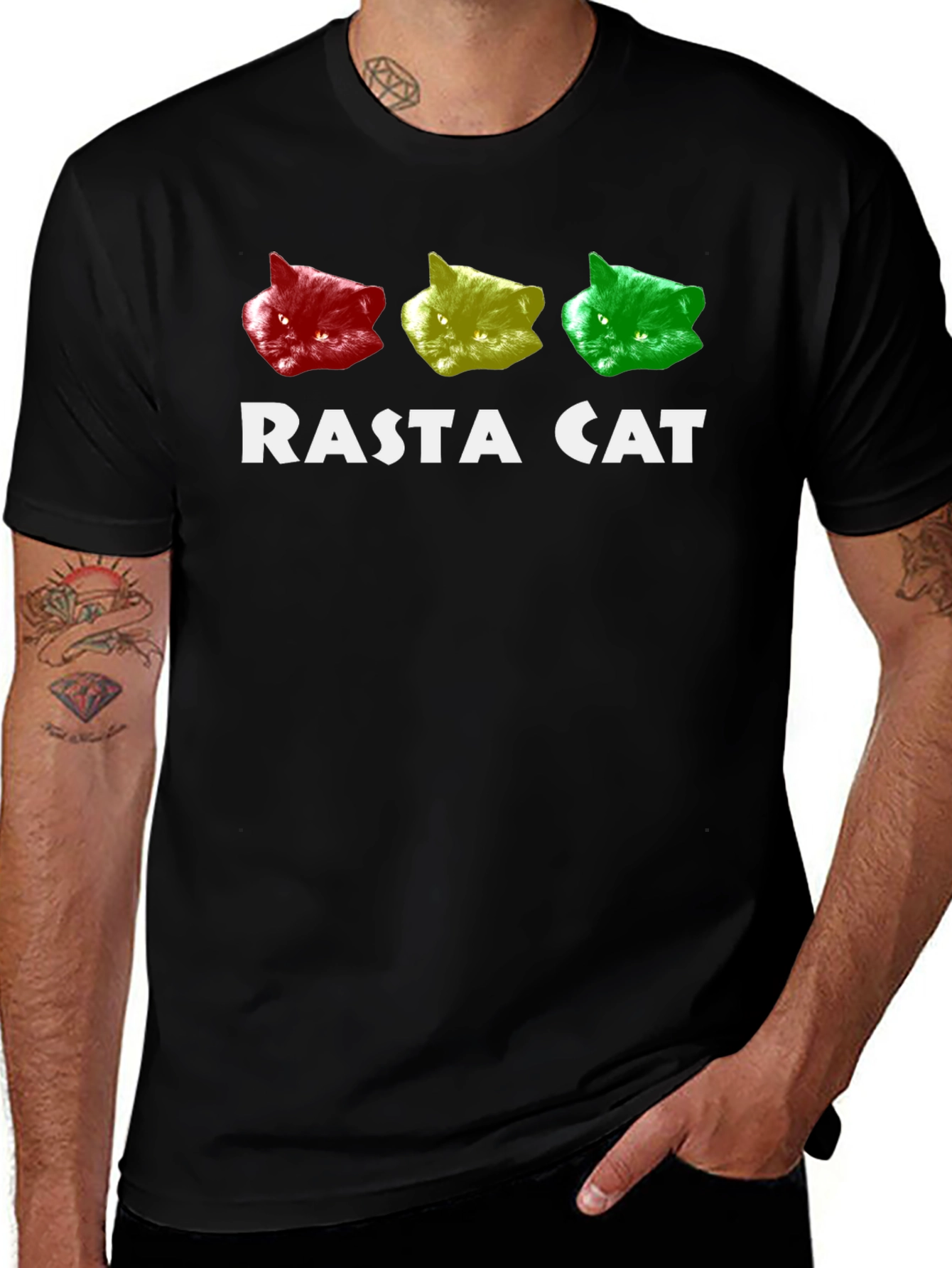 Rasta Cat Graphic Tee - Reggae Style T-Shirt