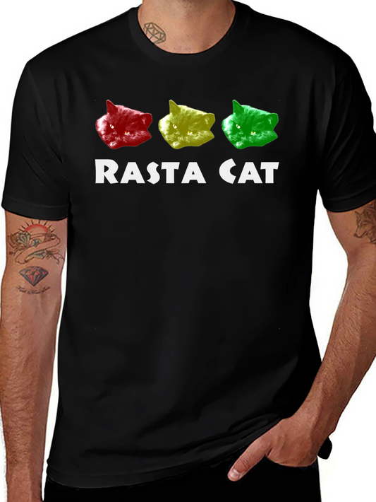 Rasta Cat Graphic Tee - Reggae Style T-Shirt