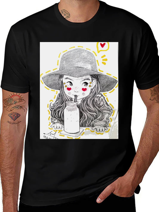 Charming Sketch Style Graphic Tee