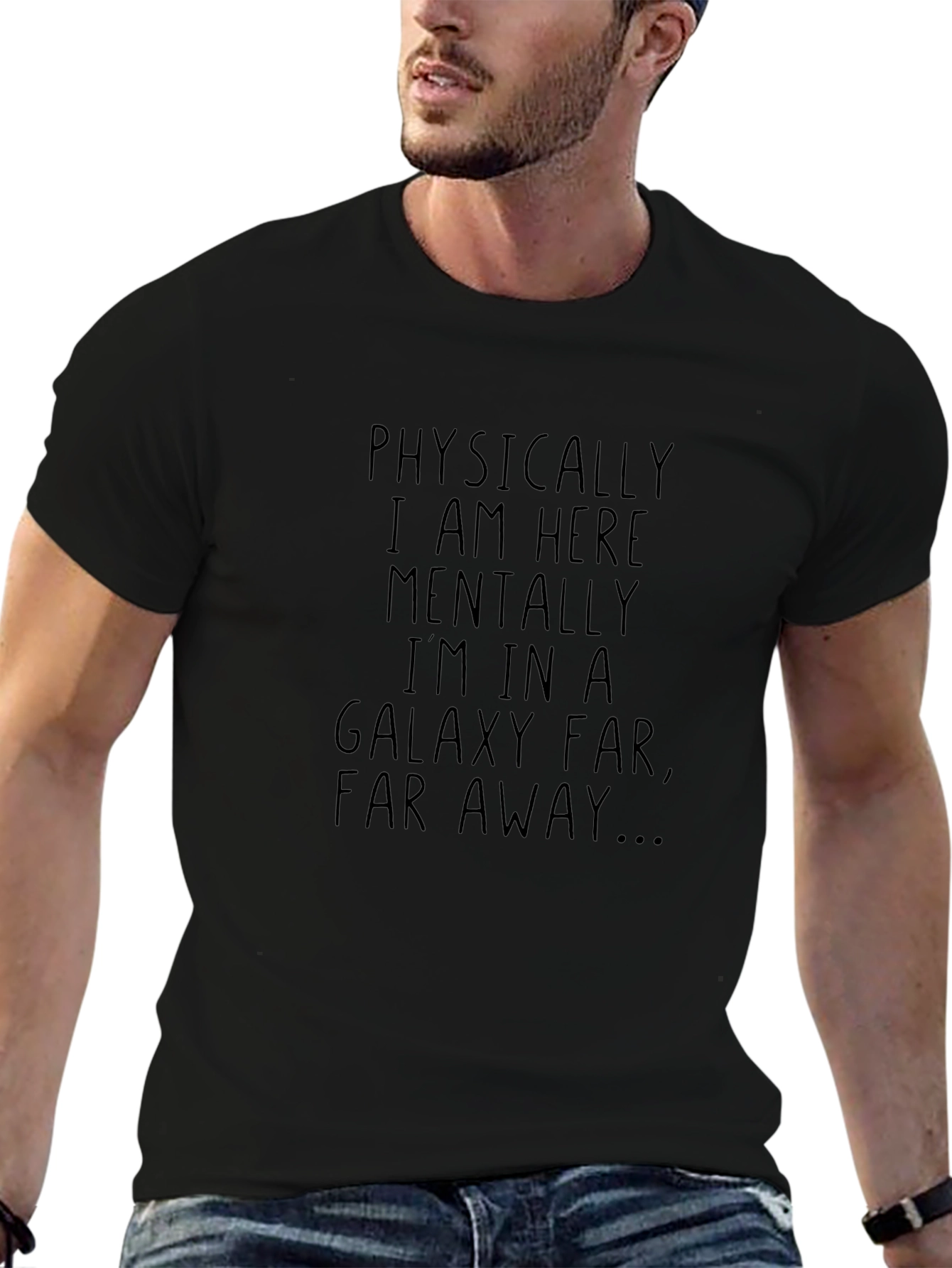 Galaxy Far Away Graphic Tee - Black Cotton T-Shirt