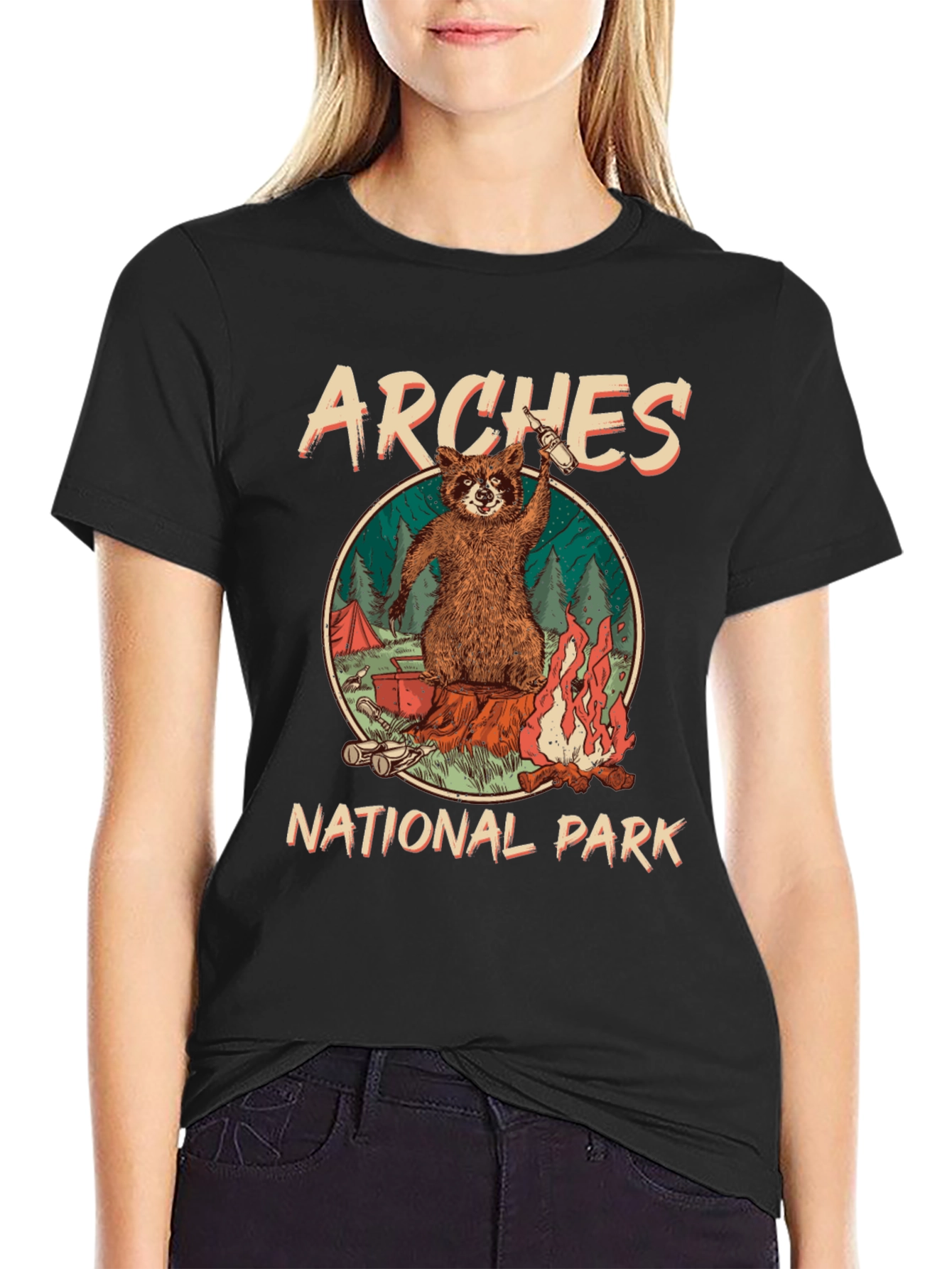 Arches National Park Raccoon Graphic T-Shirt