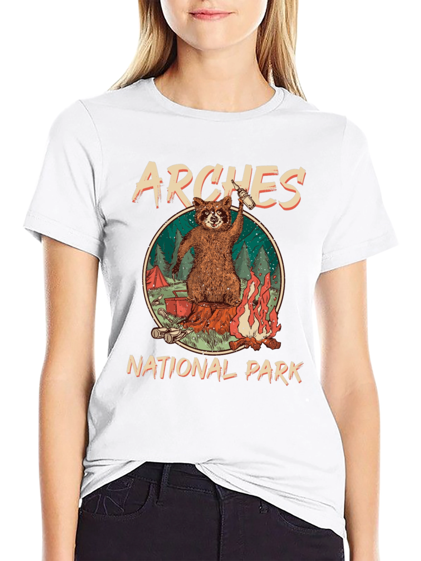 Arches National Park Raccoon Graphic T-Shirt