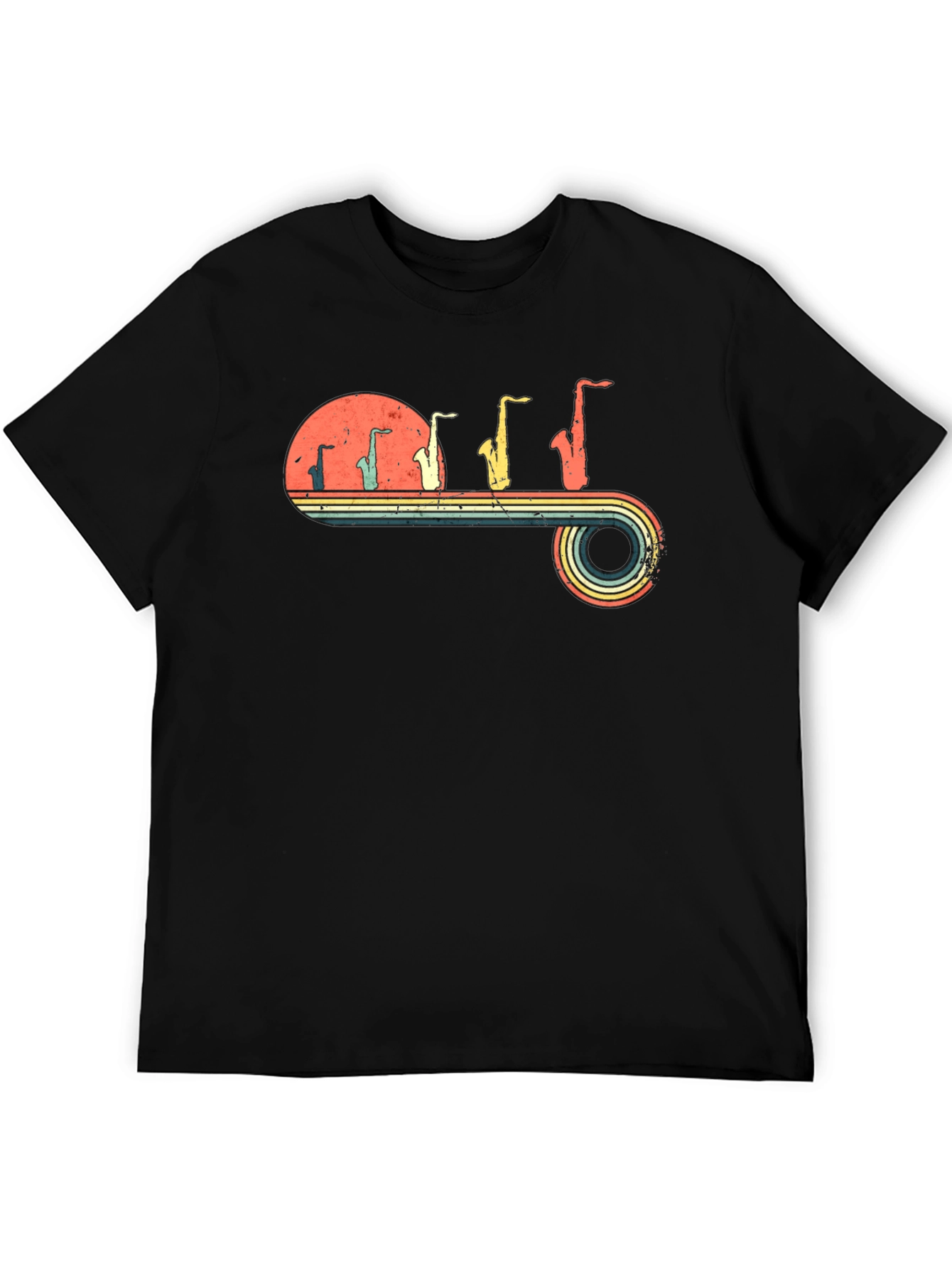 Retro Saxophone Evolution Graphic T-Shirt