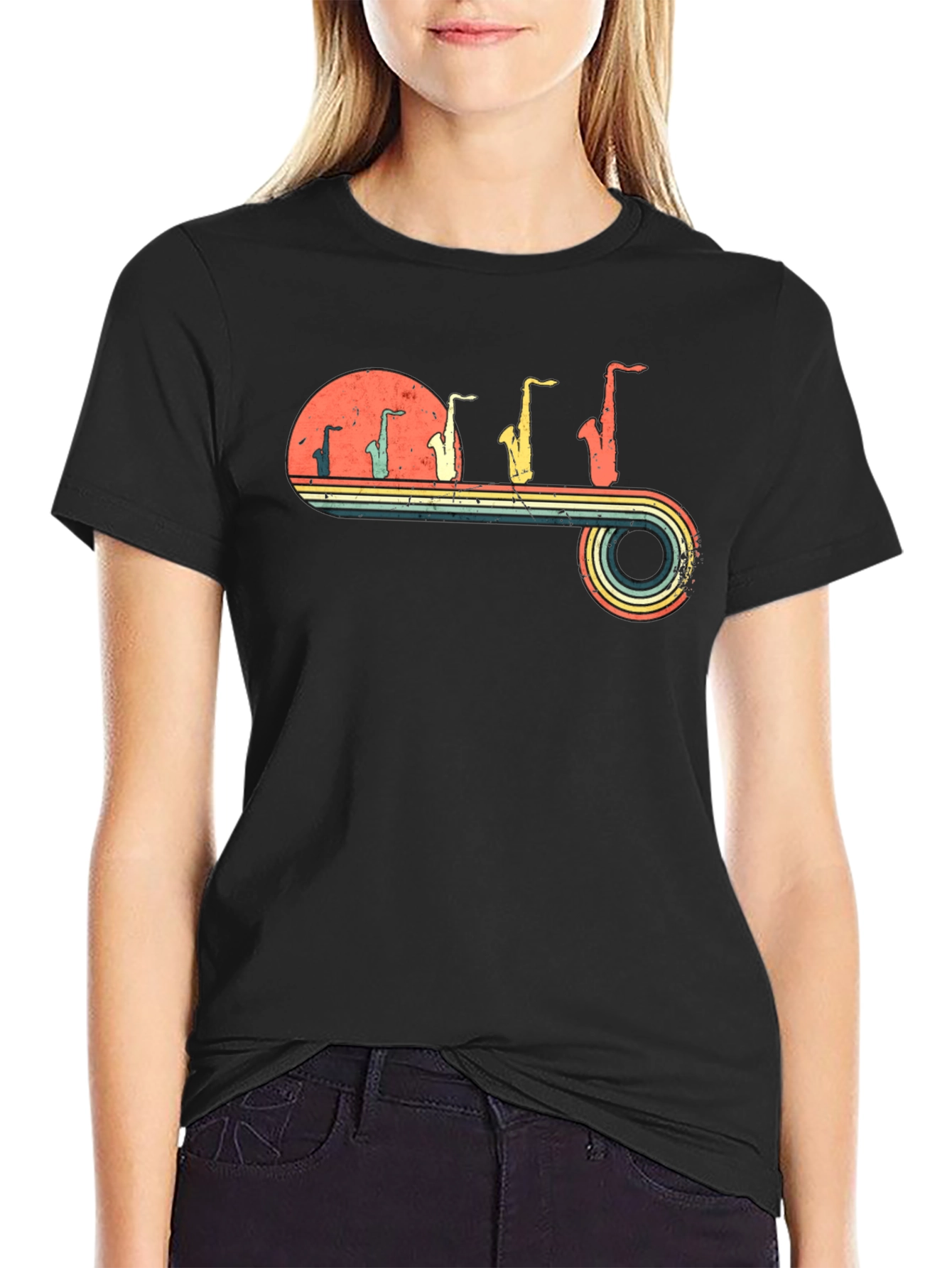 Retro Saxophone Evolution Graphic T-Shirt