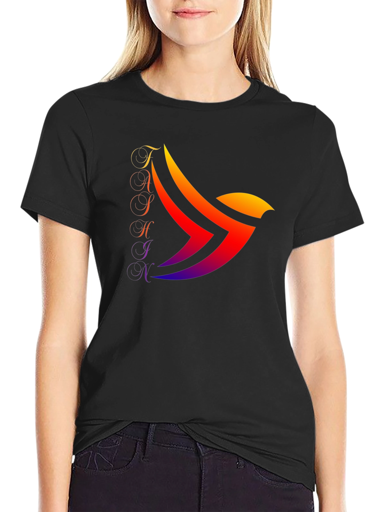 TATHINK Graphic Print Black T-Shirt