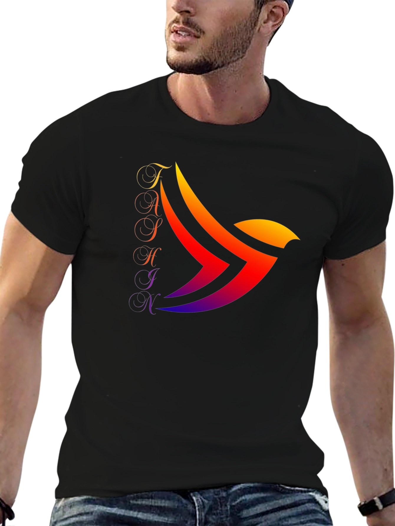 TATHINK Graphic Print Black T-Shirt