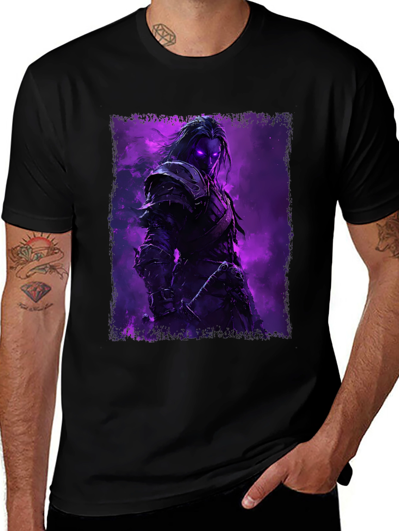 Mystic Warrior Graphic Tee - Dark Fantasy T-Shirt