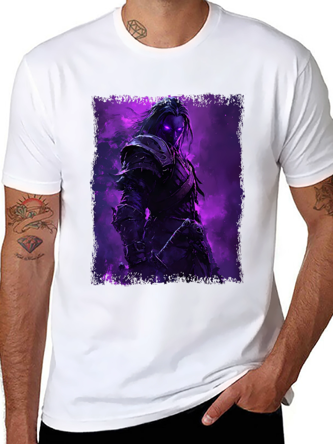 Mystic Warrior Graphic Tee - Dark Fantasy T-Shirt