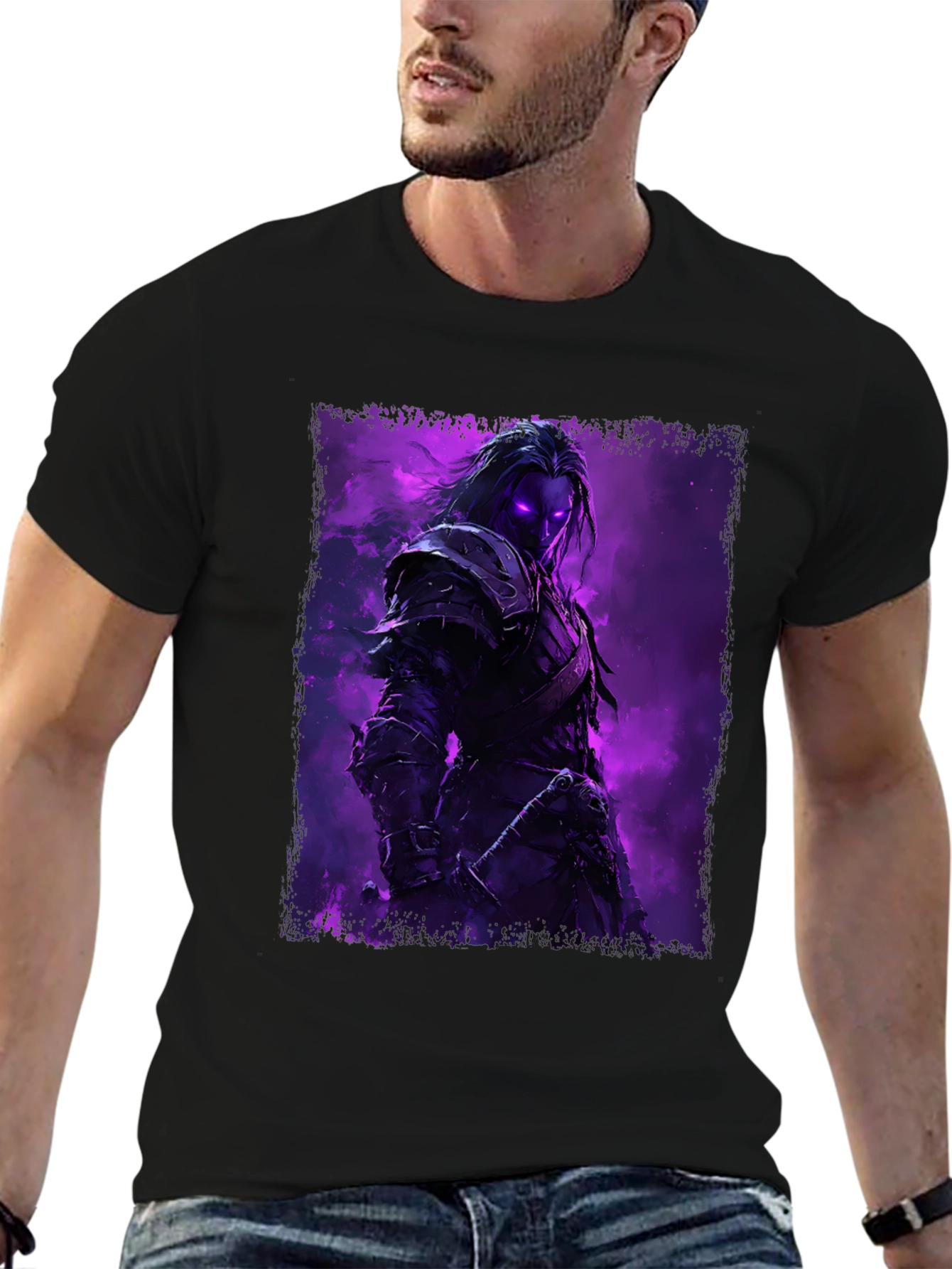 Mystic Warrior Graphic Tee - Dark Fantasy T-Shirt