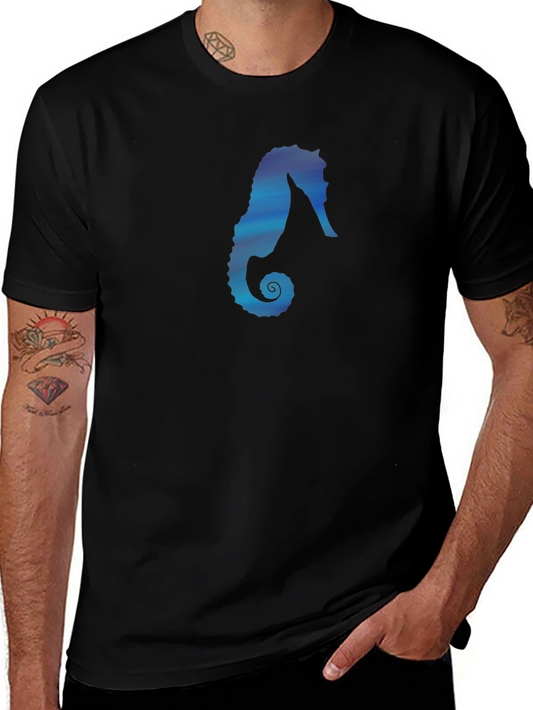 Seahorse Graphic Tee - Black Cotton Casual Top