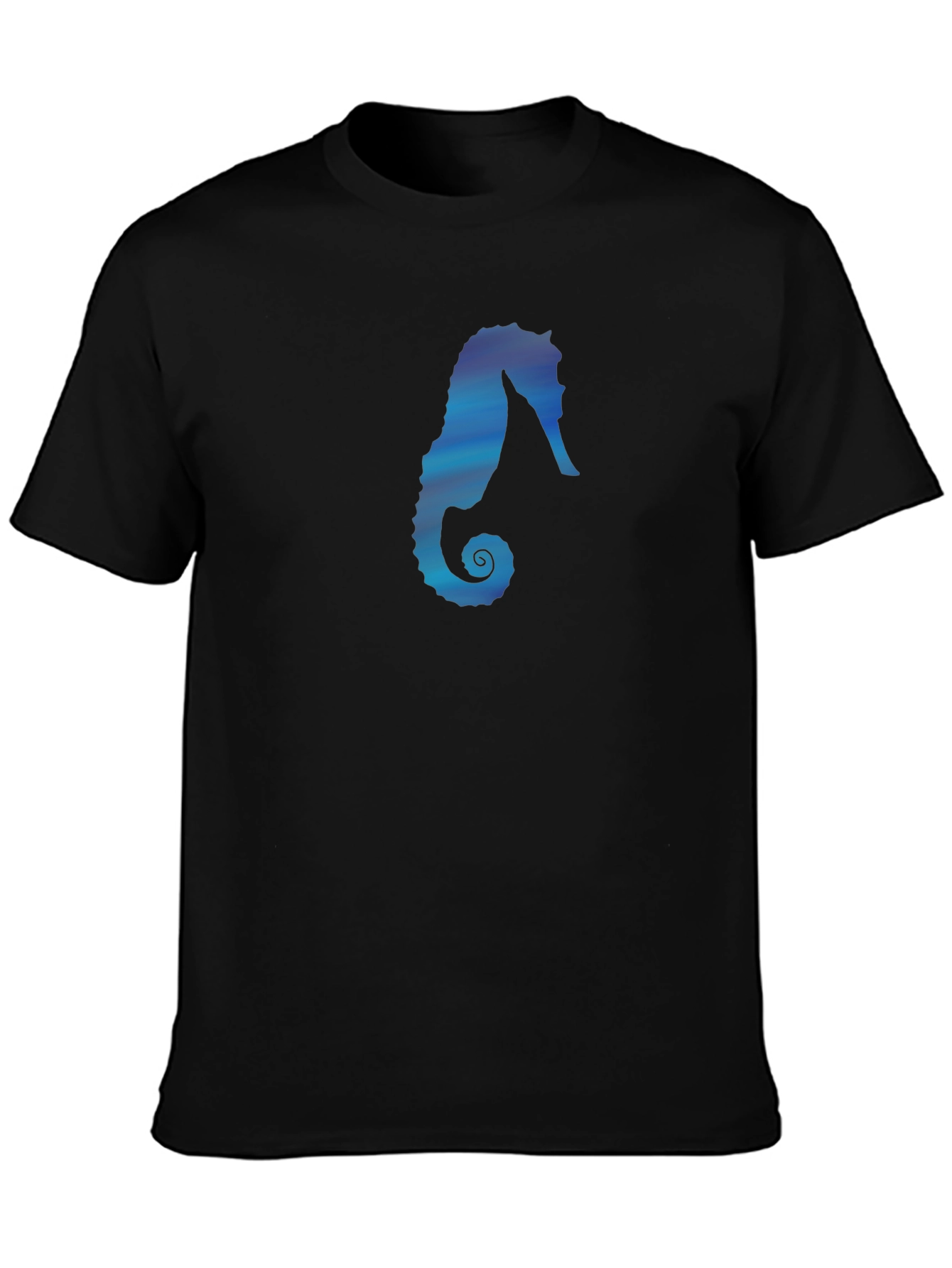 Seahorse Graphic Tee - Black Cotton Casual Top