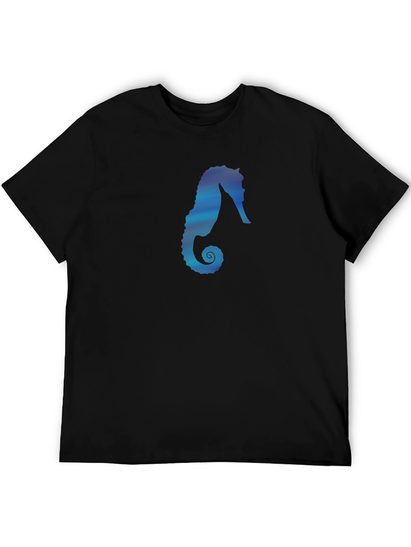 Seahorse Graphic Tee - Black Cotton Casual Top