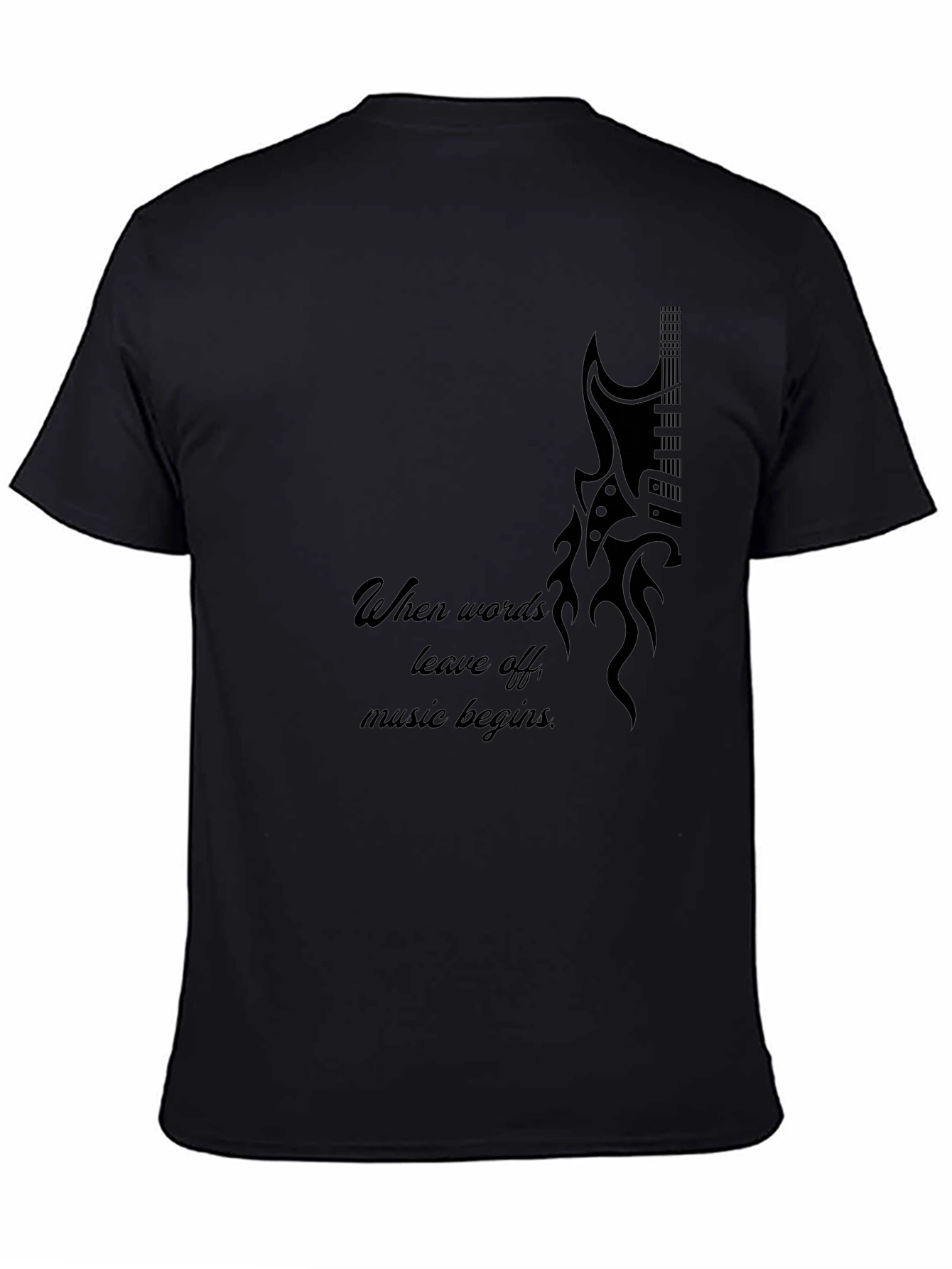 Guitar Flame Graphic Black T-Shirt - Music Lover Tee