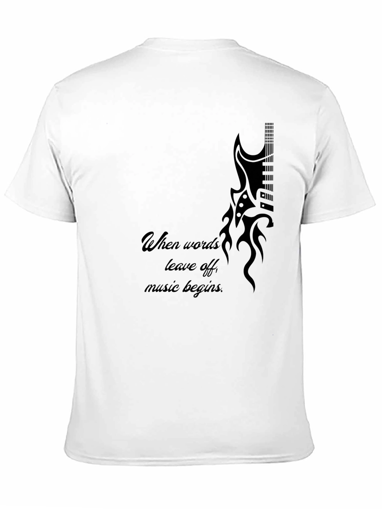Guitar Flame Graphic Black T-Shirt - Music Lover Tee