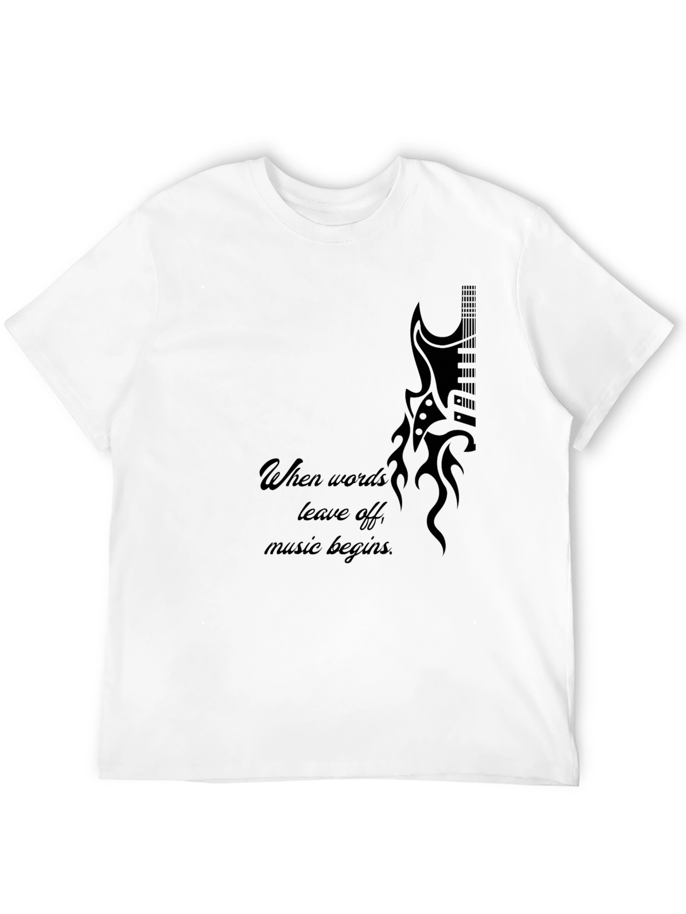 Guitar Flame Graphic Black T-Shirt - Music Lover Tee