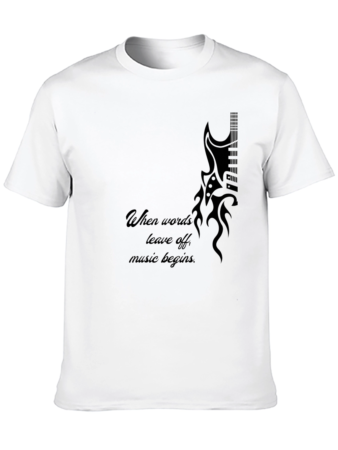 Guitar Flame Graphic Black T-Shirt - Music Lover Tee