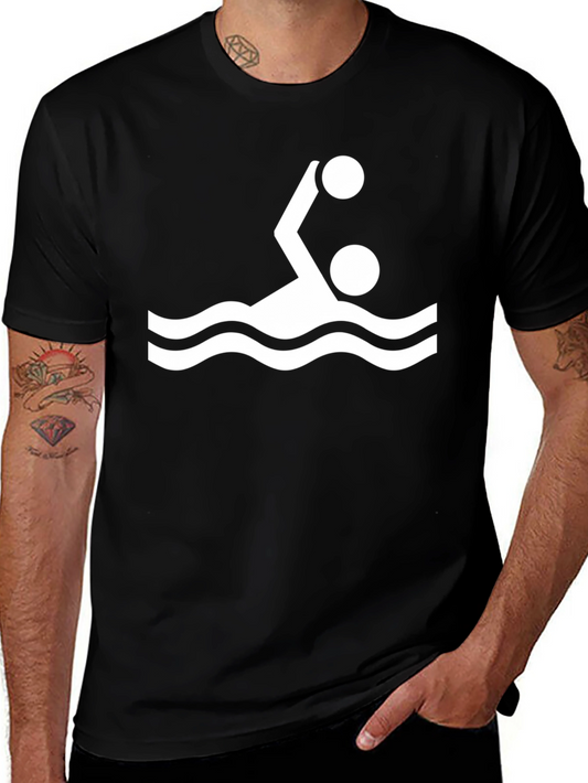 Water Polo Player Graphic Tee - Black Cotton T-Shirt