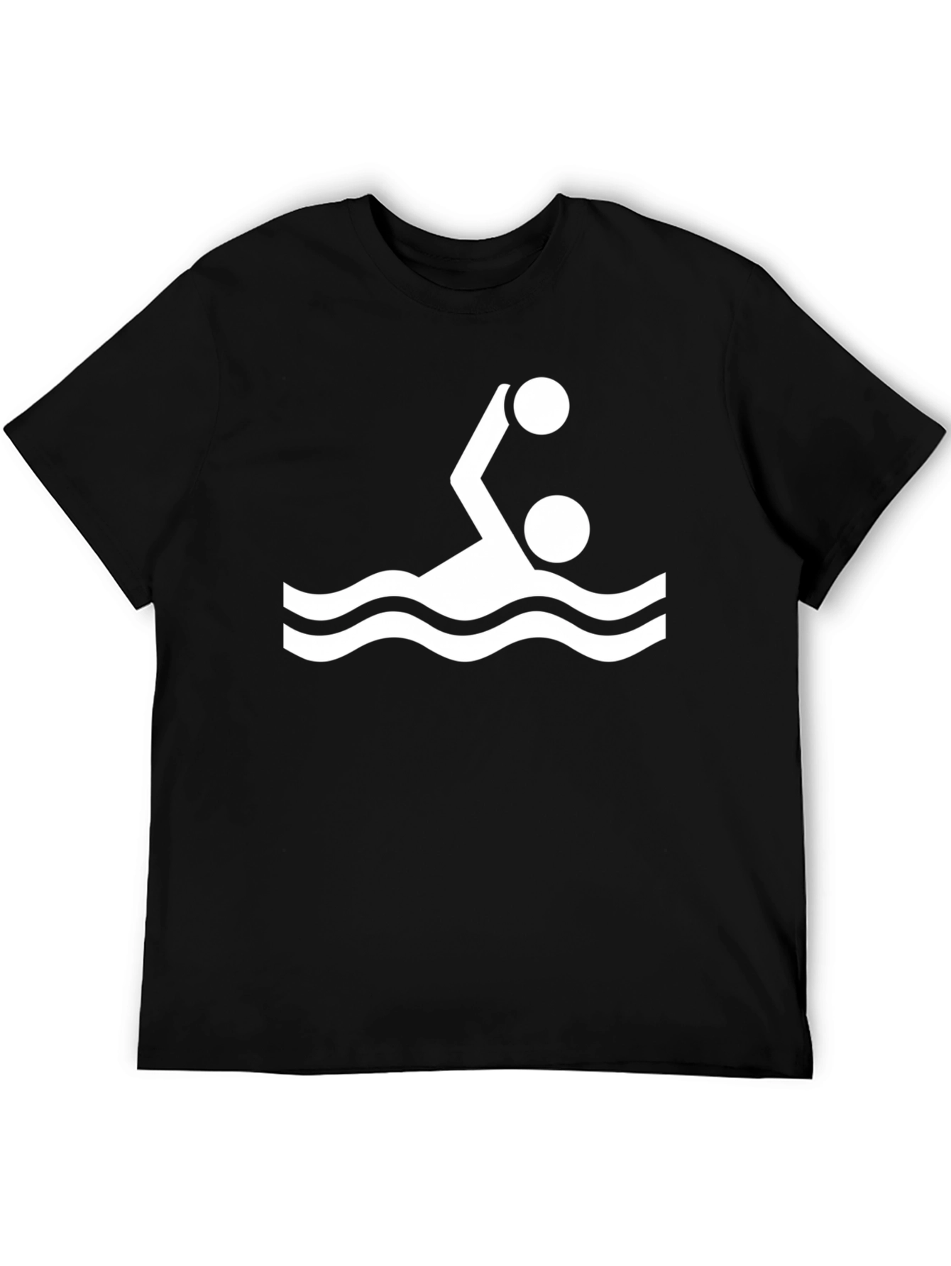 Water Polo Player Graphic Tee - Black Cotton T-Shirt
