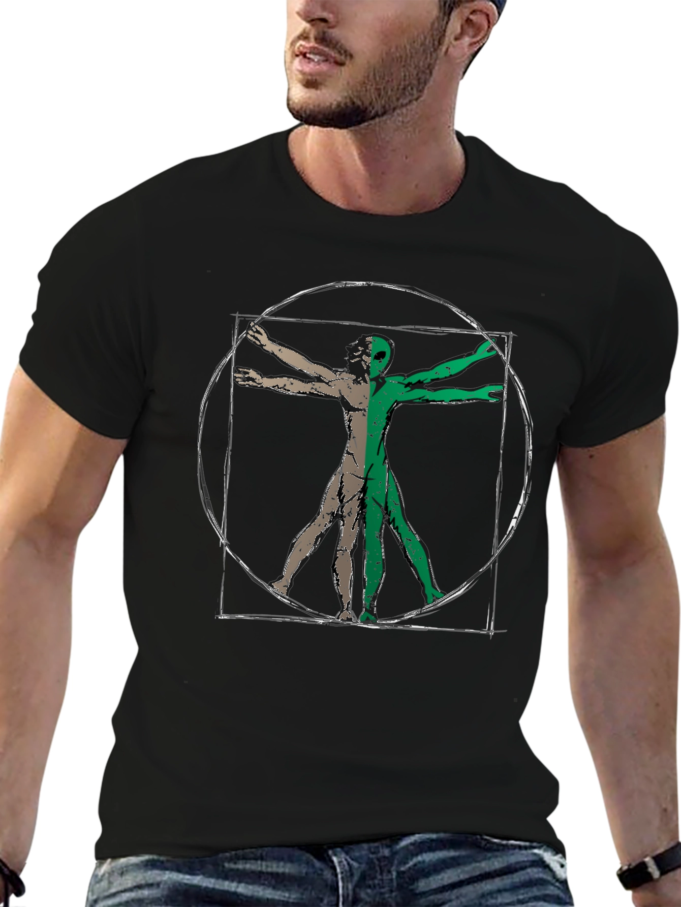 Vitruvian Alien Graphic Tee - Black