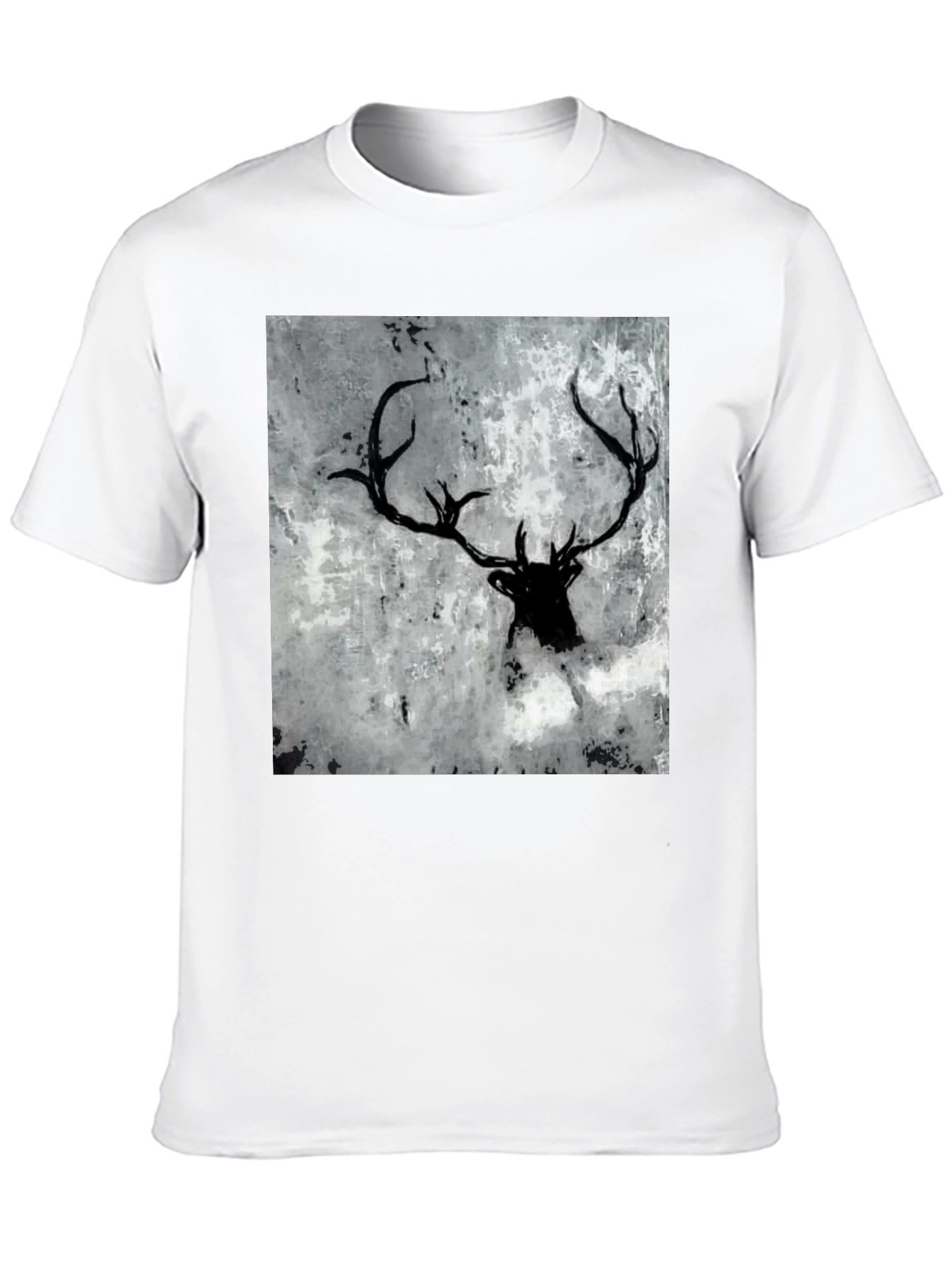 Black Deer Antler Graphic Tee - Abstract Print Shirt