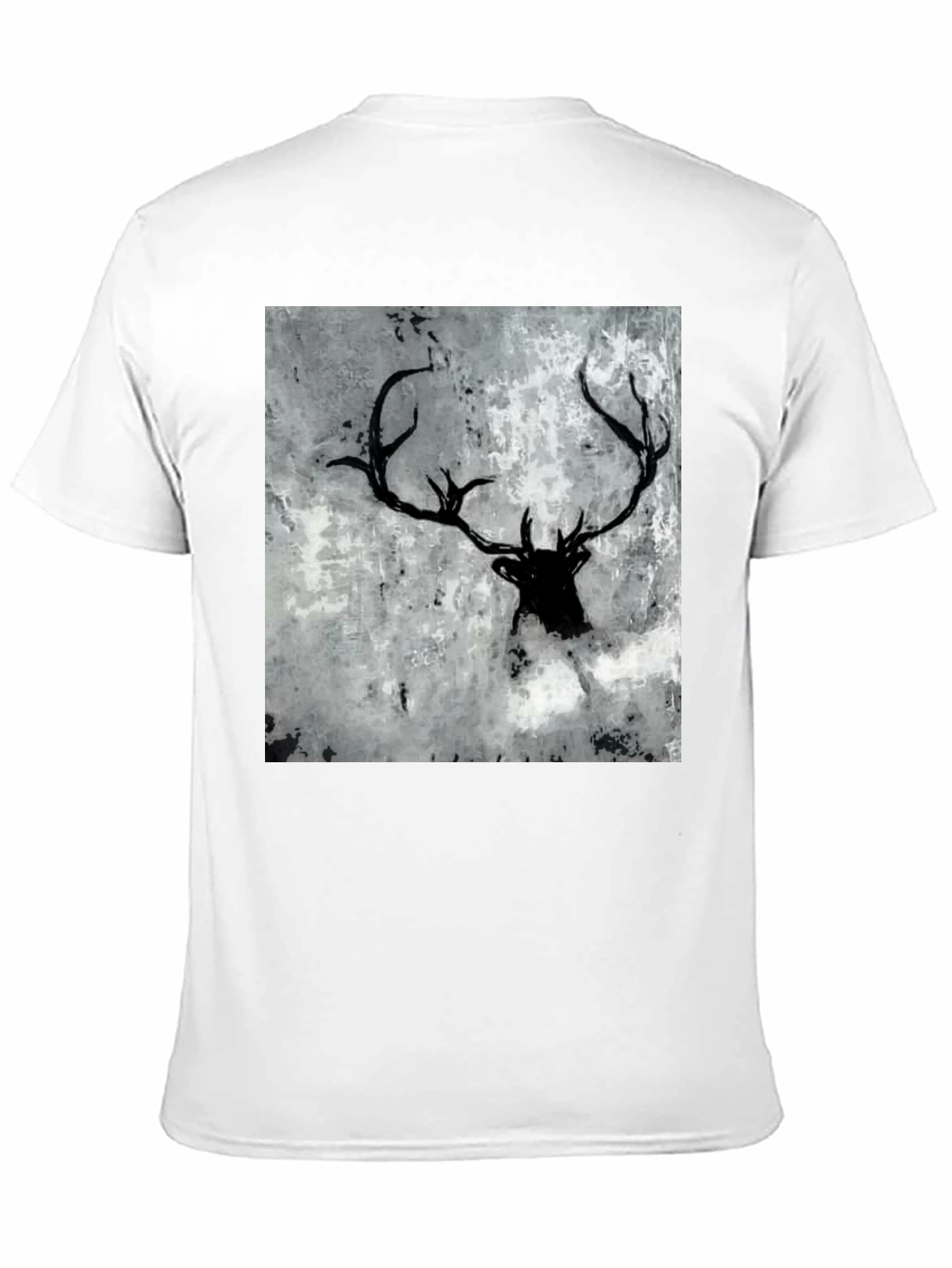 Black Deer Antler Graphic Tee - Abstract Print Shirt