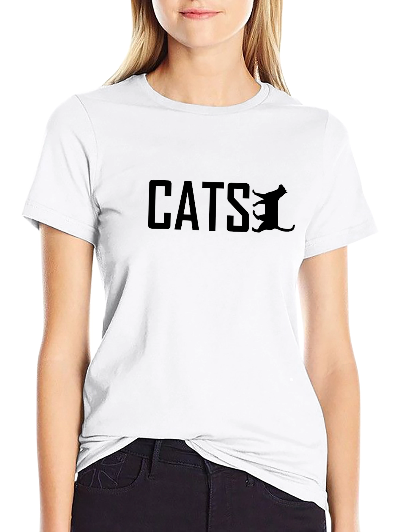 CATS Graphic Tee - Black Cat Silhouette T-Shirt
