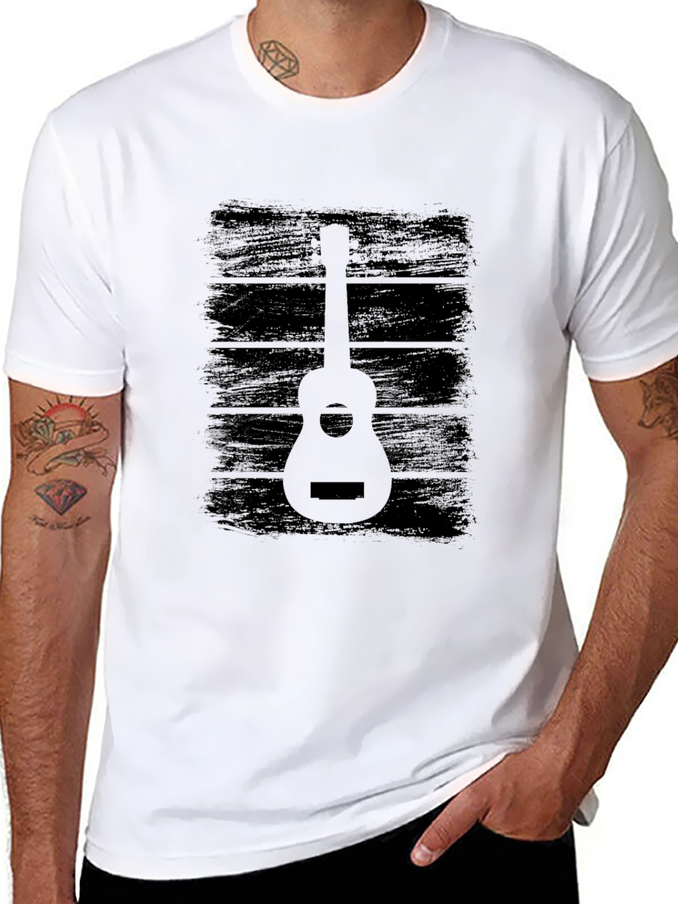 Guitar Graphic Tee - Classic Black Design