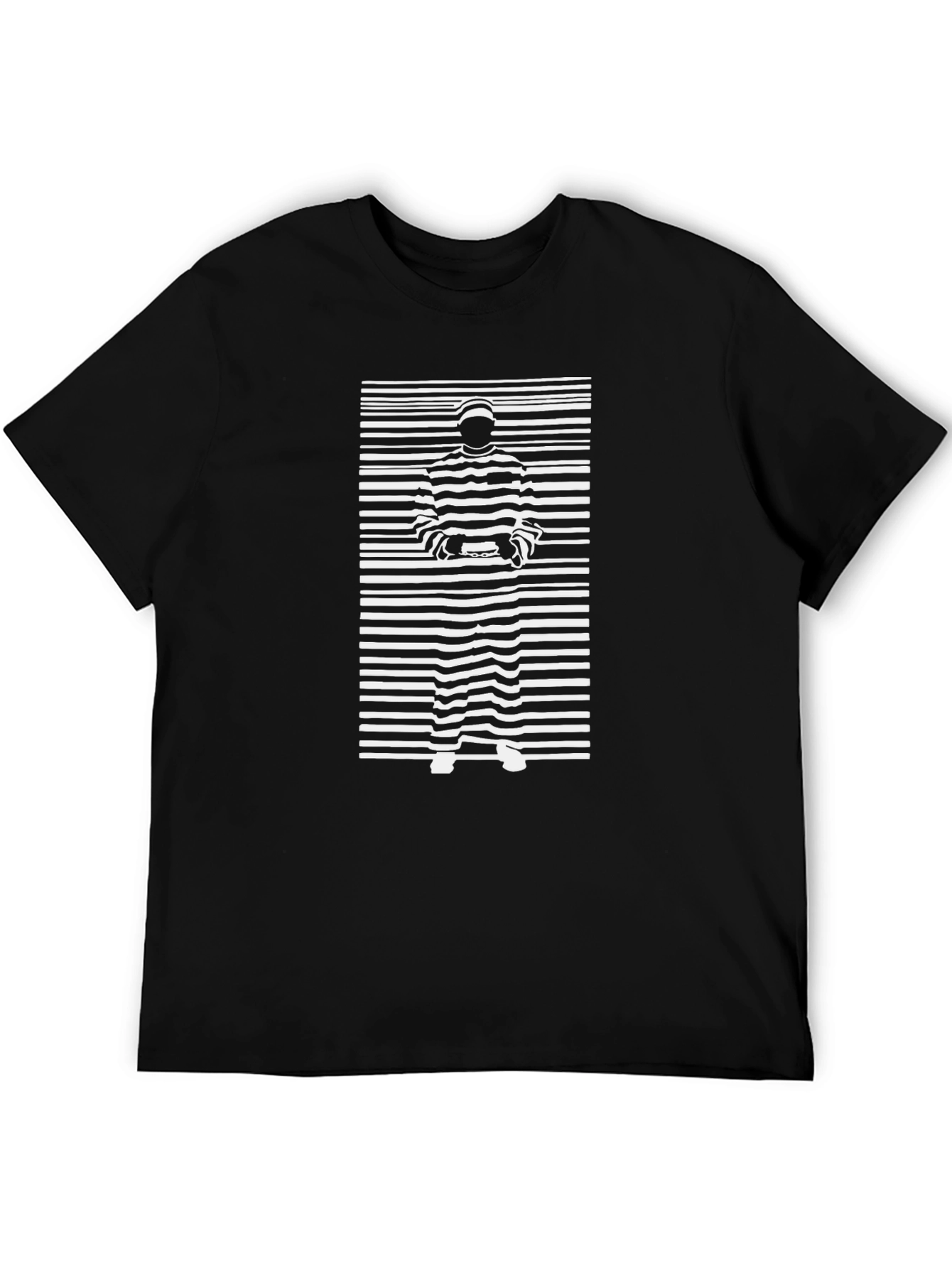 Striped Figure Graphic Black T-Shirt