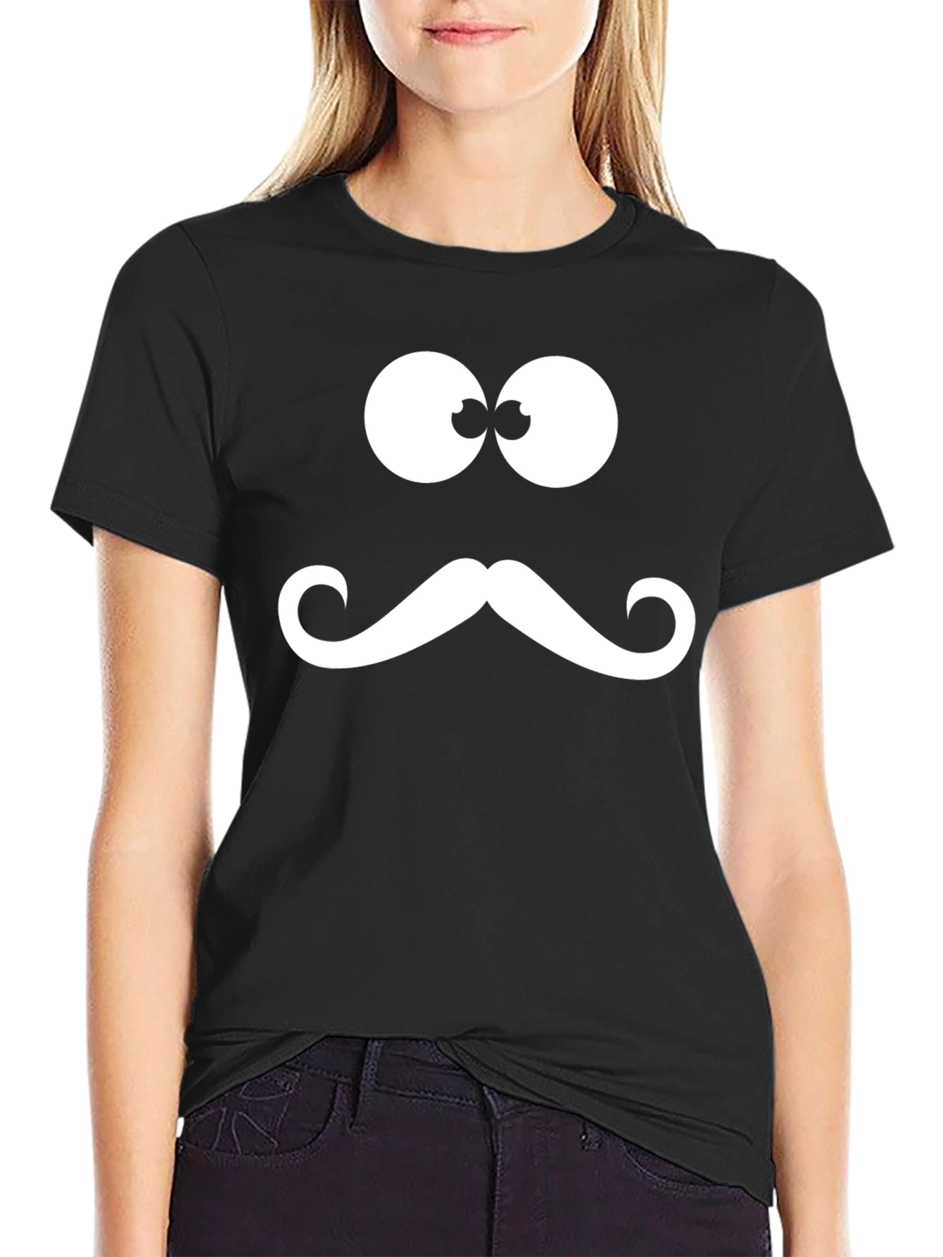 Funny Mustache Face Graphic T-Shirt