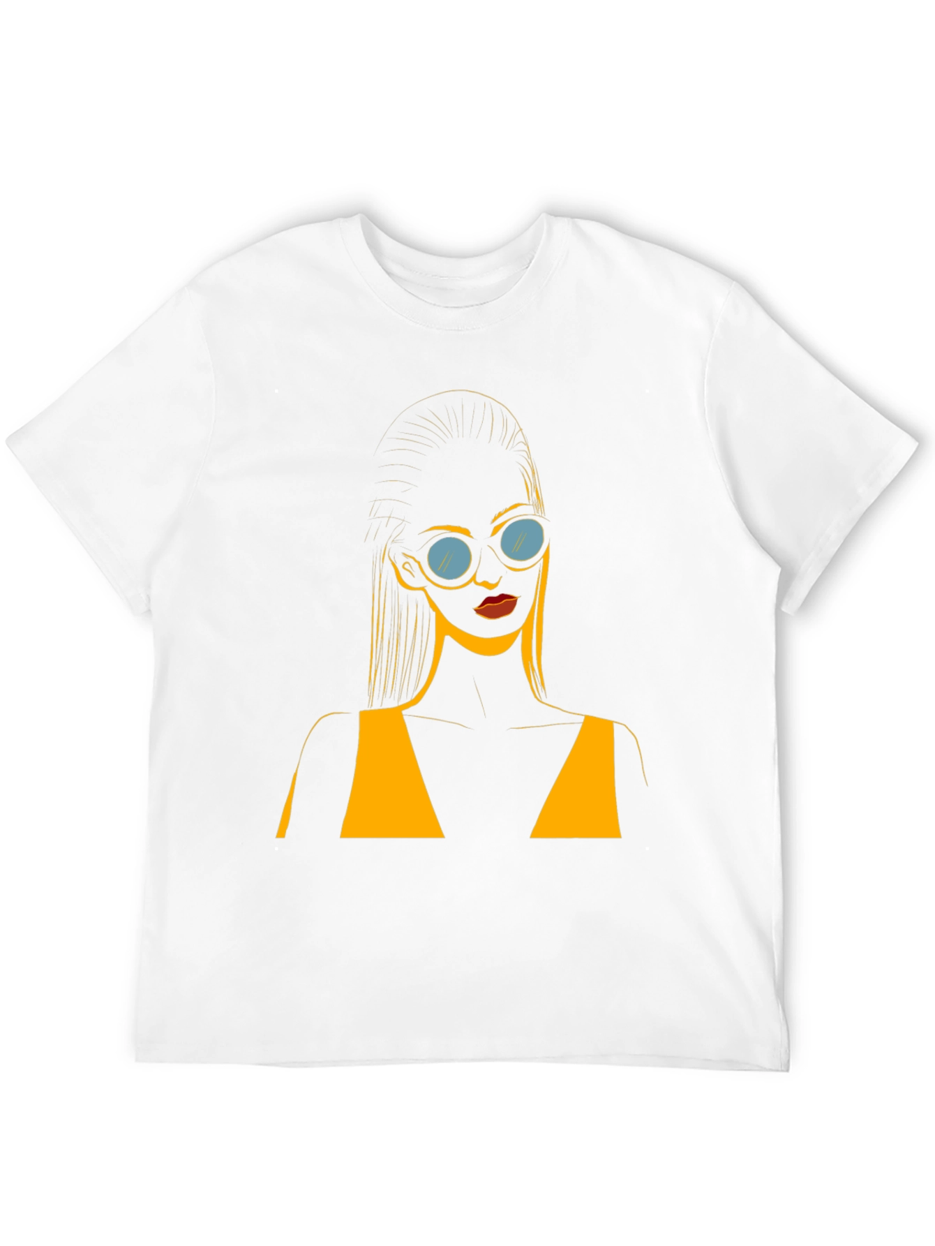 Stylish Black T-Shirt with Retro Sunglasses Girl Design