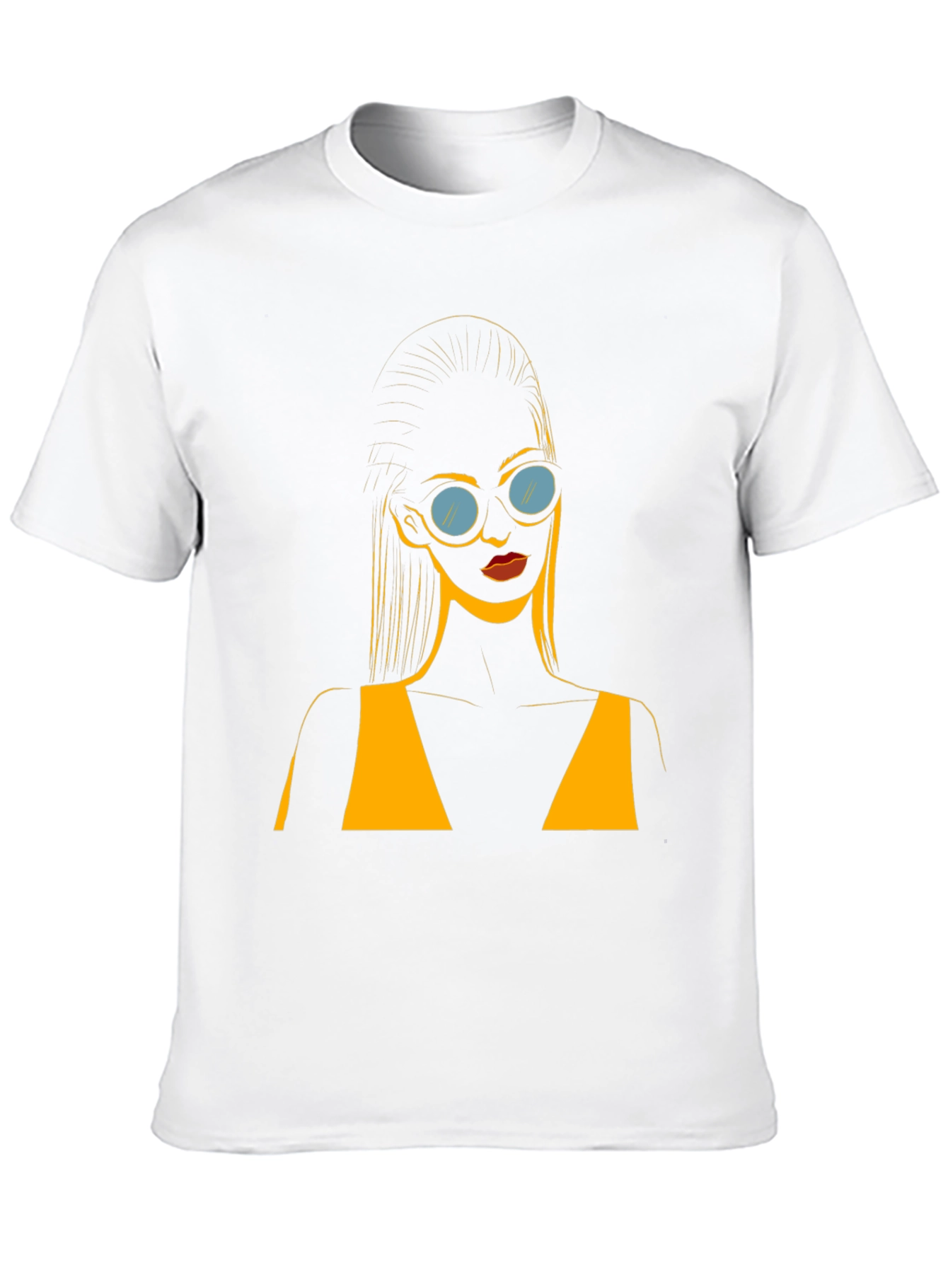 Stylish Black T-Shirt with Retro Sunglasses Girl Design
