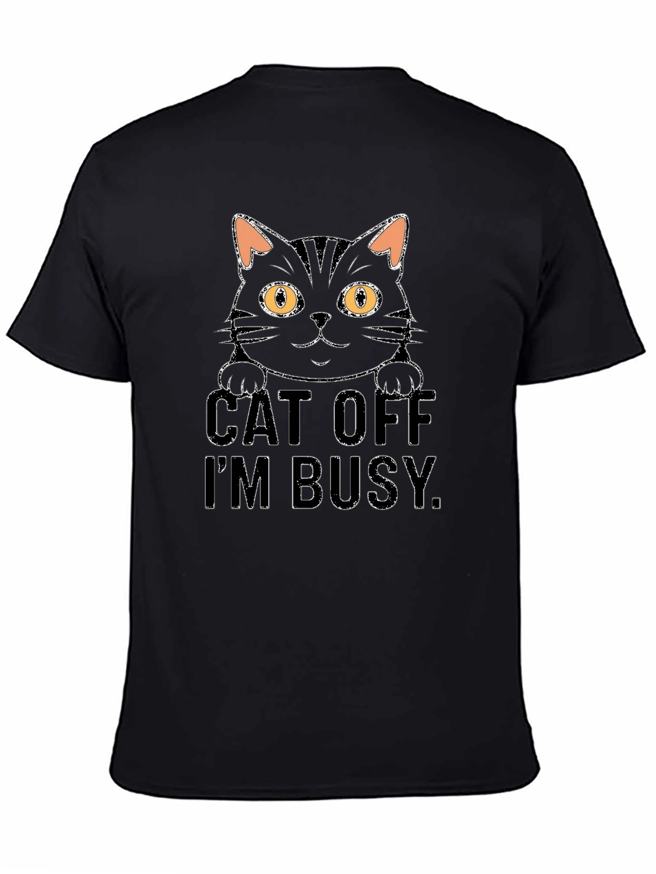 Cat Off Im Busy Mens Black T-Shirt