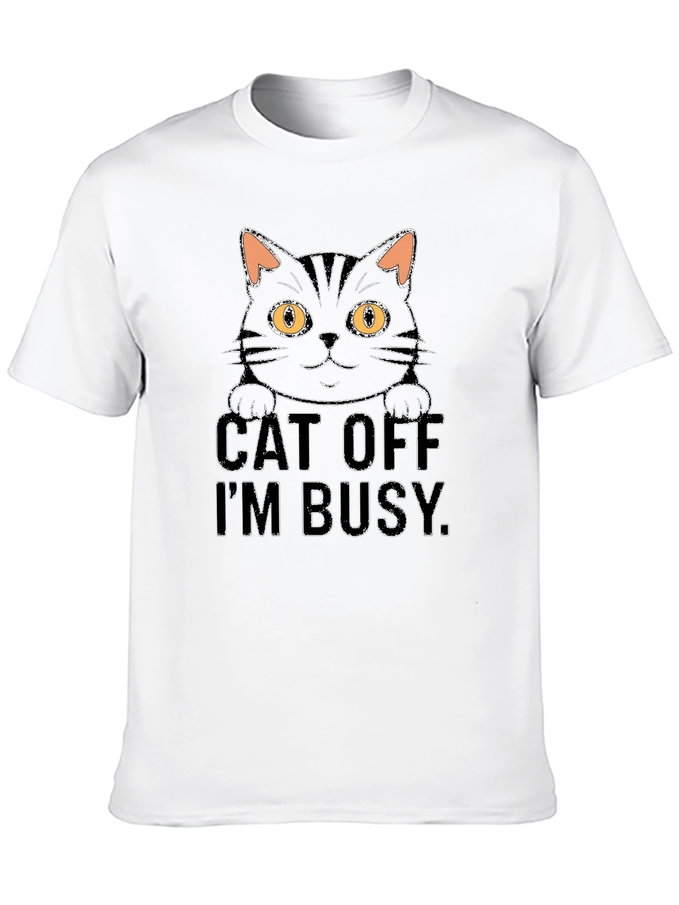 Cat Off Im Busy Mens Black T-Shirt