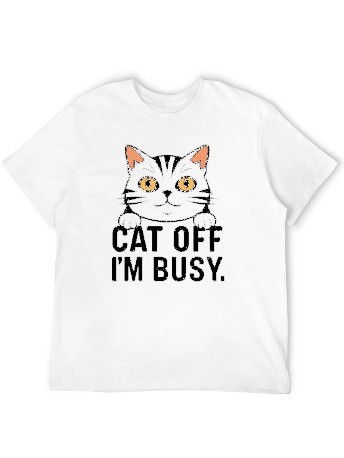 Cat Off Im Busy Mens Black T-Shirt