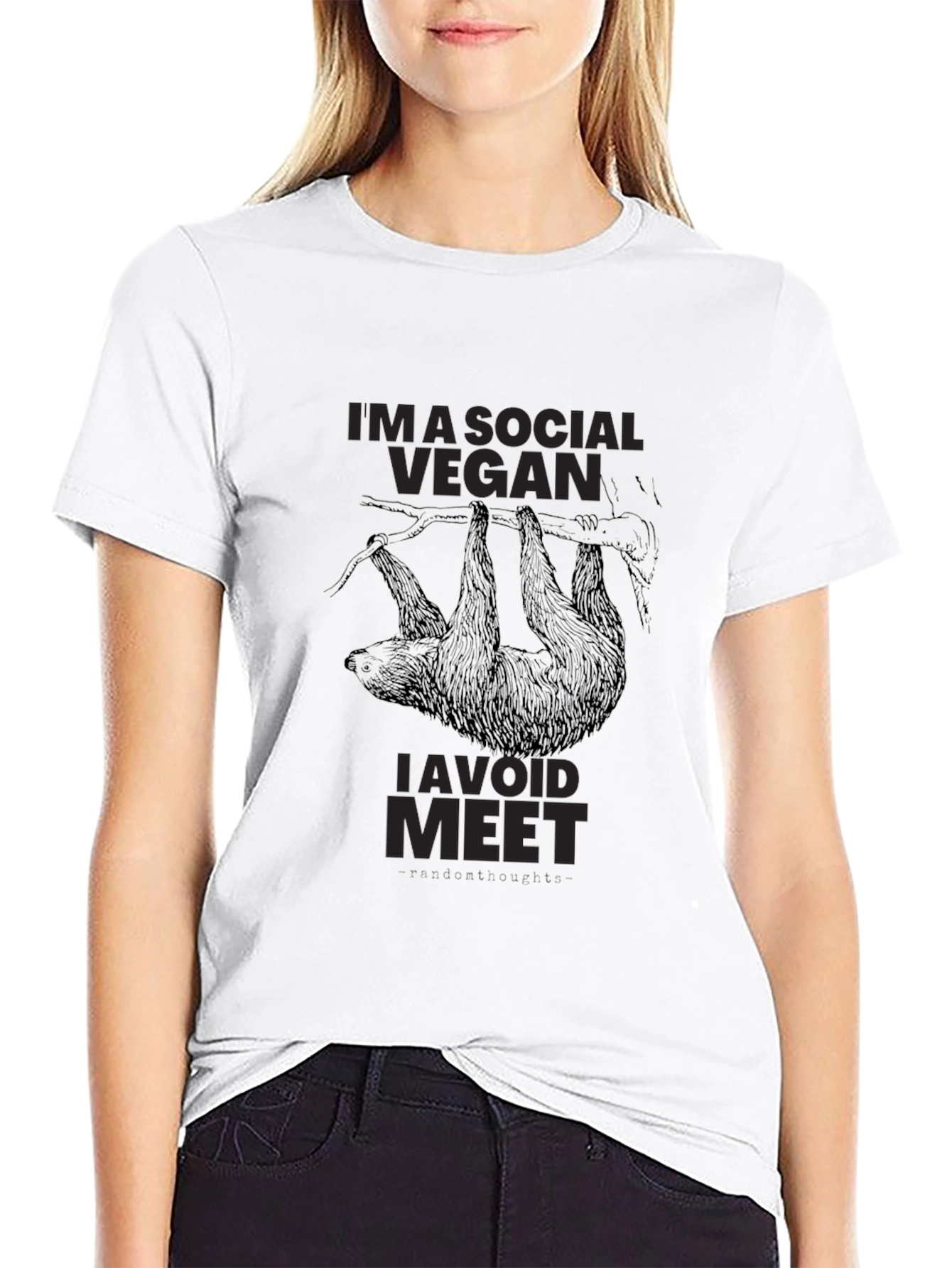 Social Vegan Sloth T-Shirt - Avoid Meet!