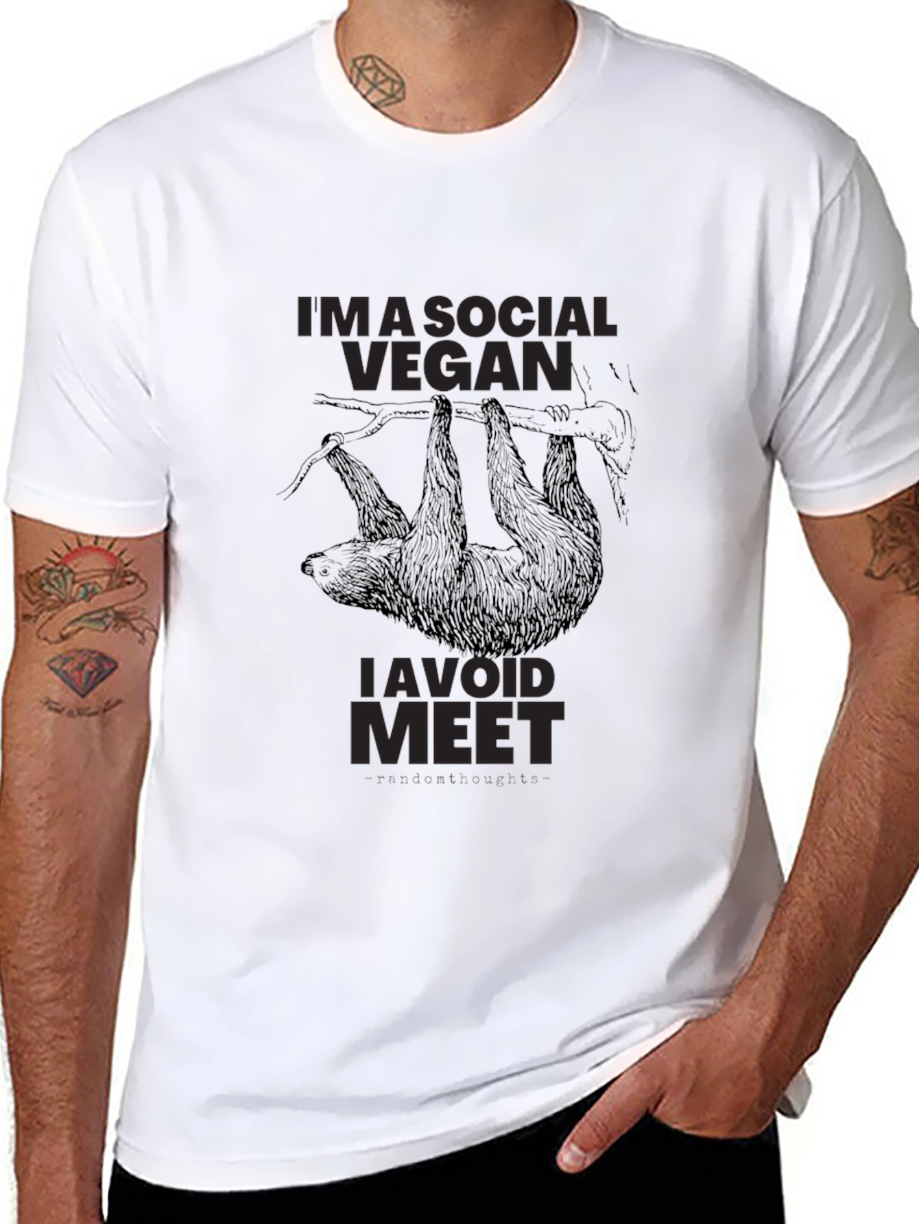 Social Vegan Sloth T-Shirt - Avoid Meet!