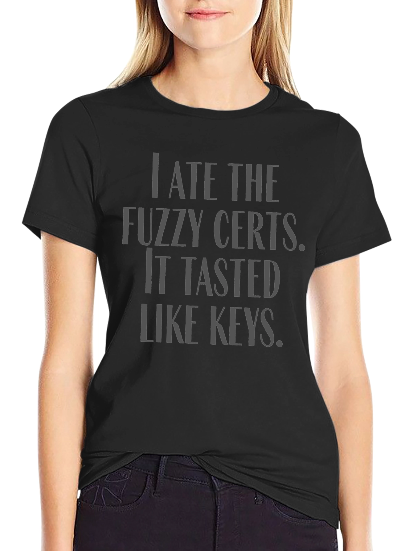 Fuzzy Certs Humor Black T-Shirt